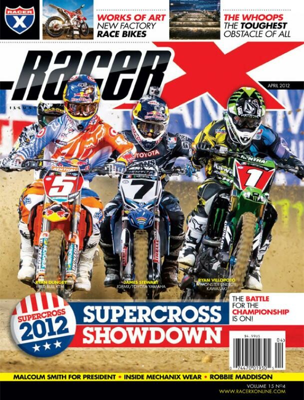 Racer X Illustrated cover with Dungey, Stewart, and Villopoto.