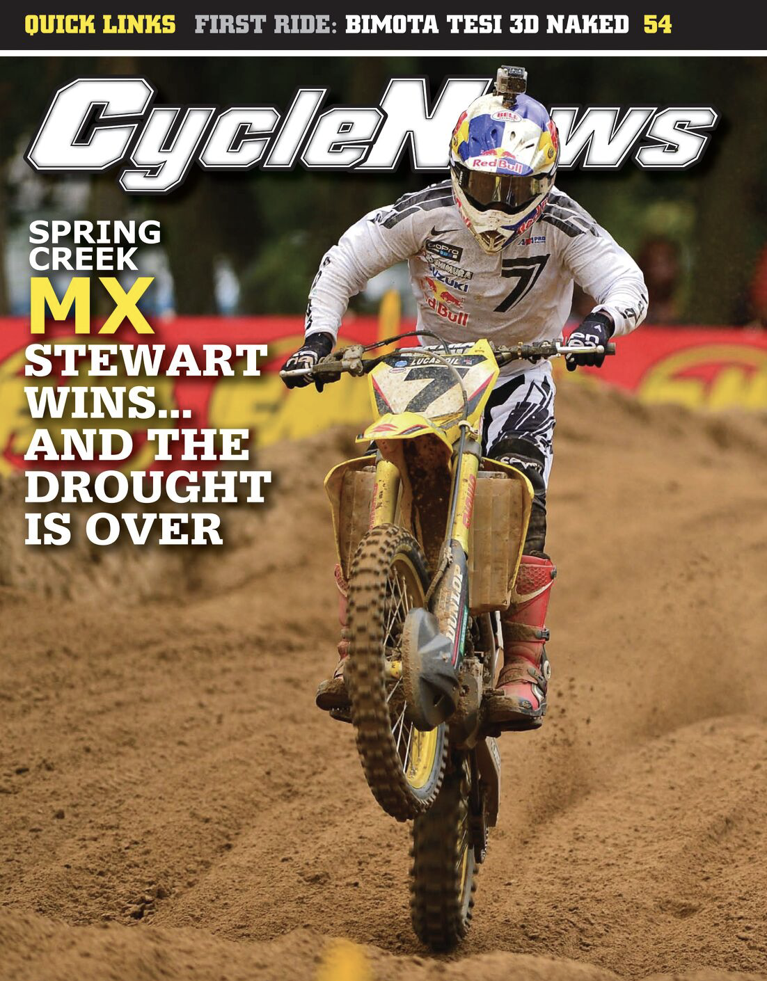 James Stewart on the cover of Cycle News.