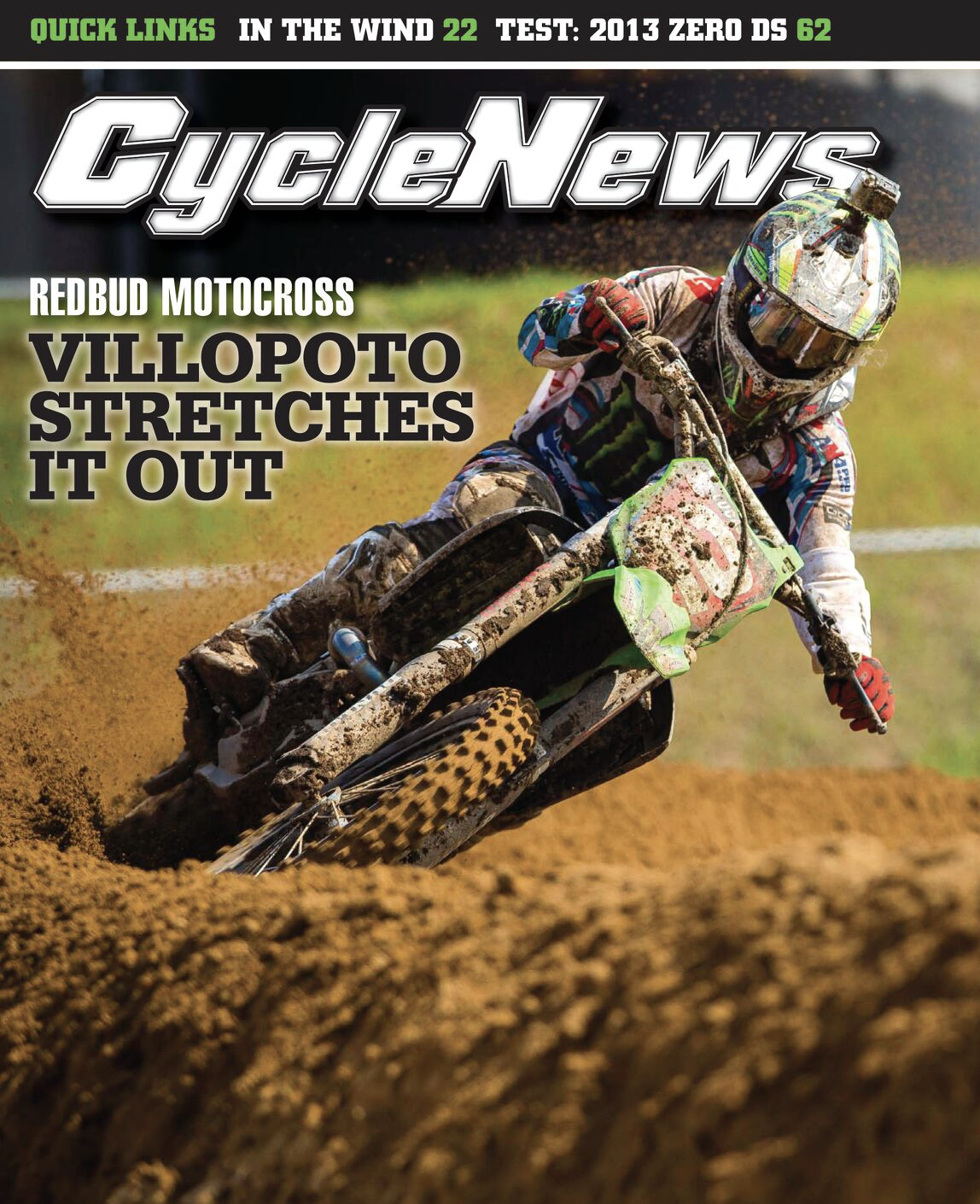 Ryan Villopoto on the cover of Cycle News after his ride at RedBud National ride.