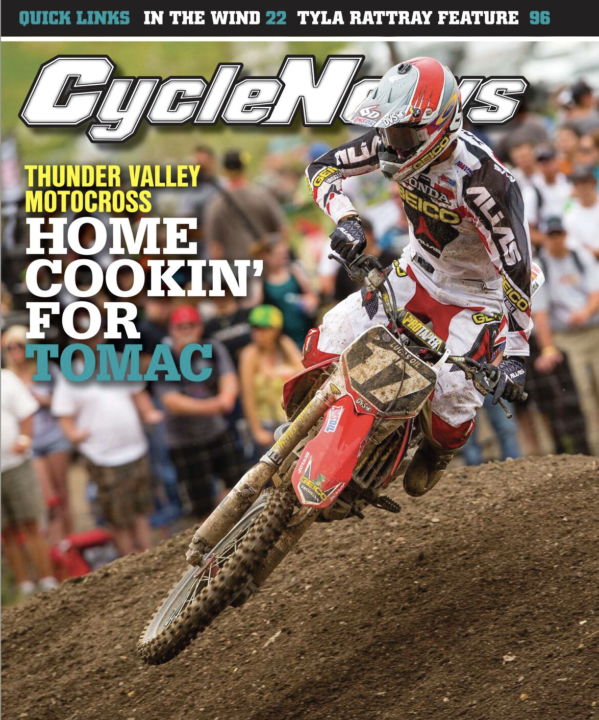 Eli Tomac on the cover of Cycle News.