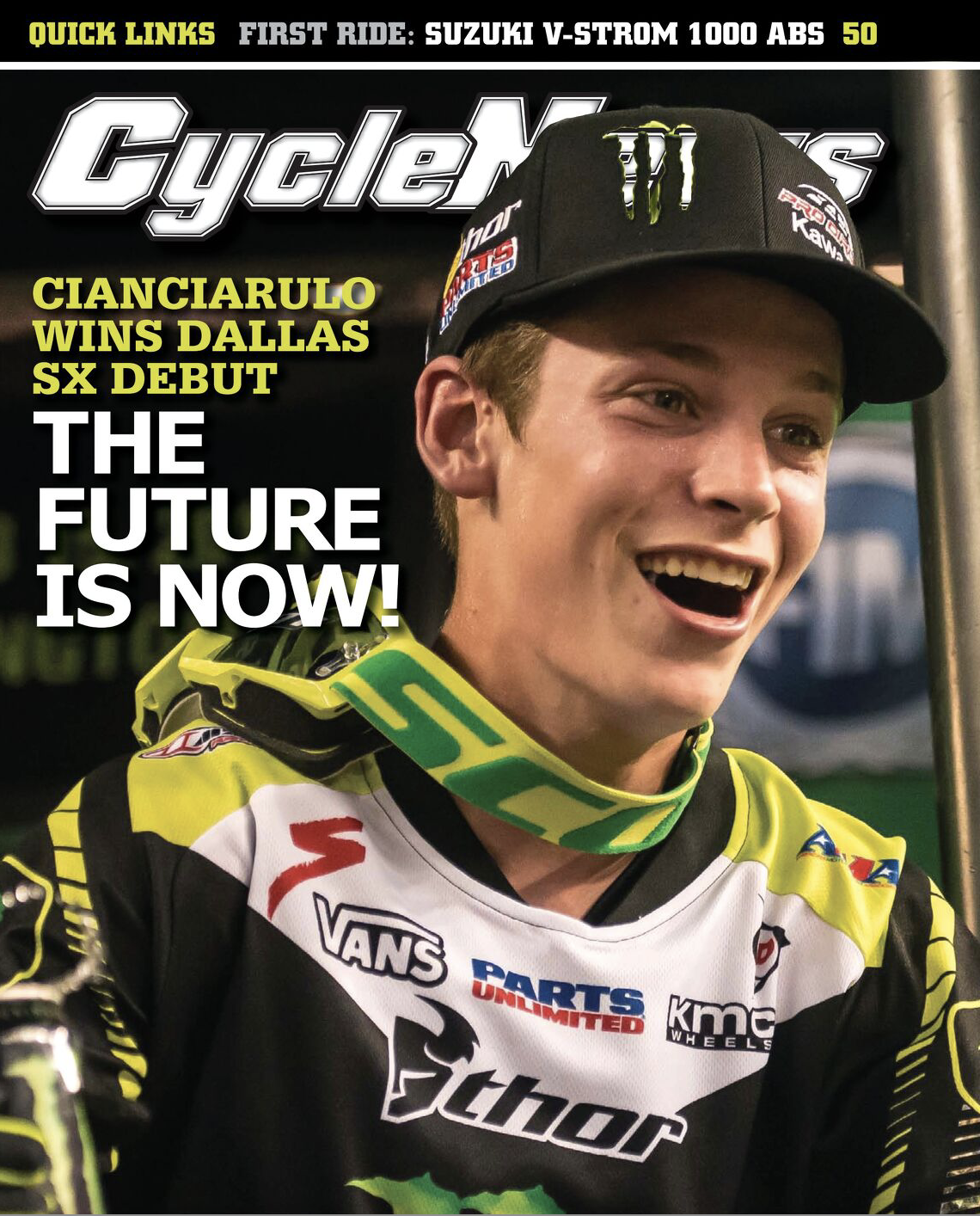 Adam Cianciarulo on the cover of Cycle News.