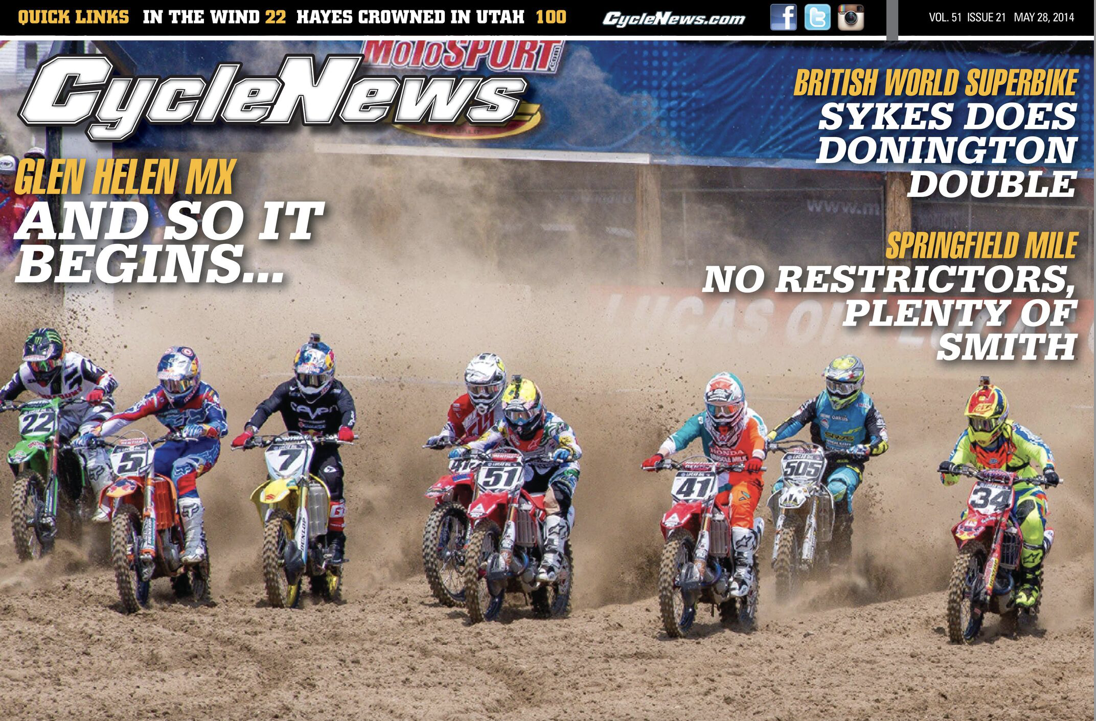 The 2014 Pro Motocross opener on the cover of Cycle News.