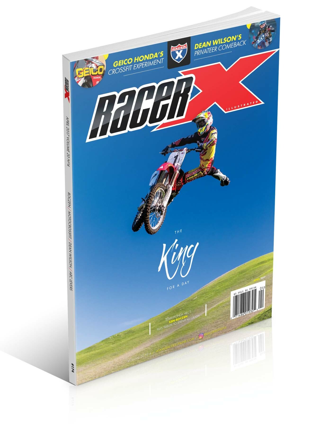Ken Roczen riding Jeremy McGrath's Honda on the cover of Racer X Illustrated.