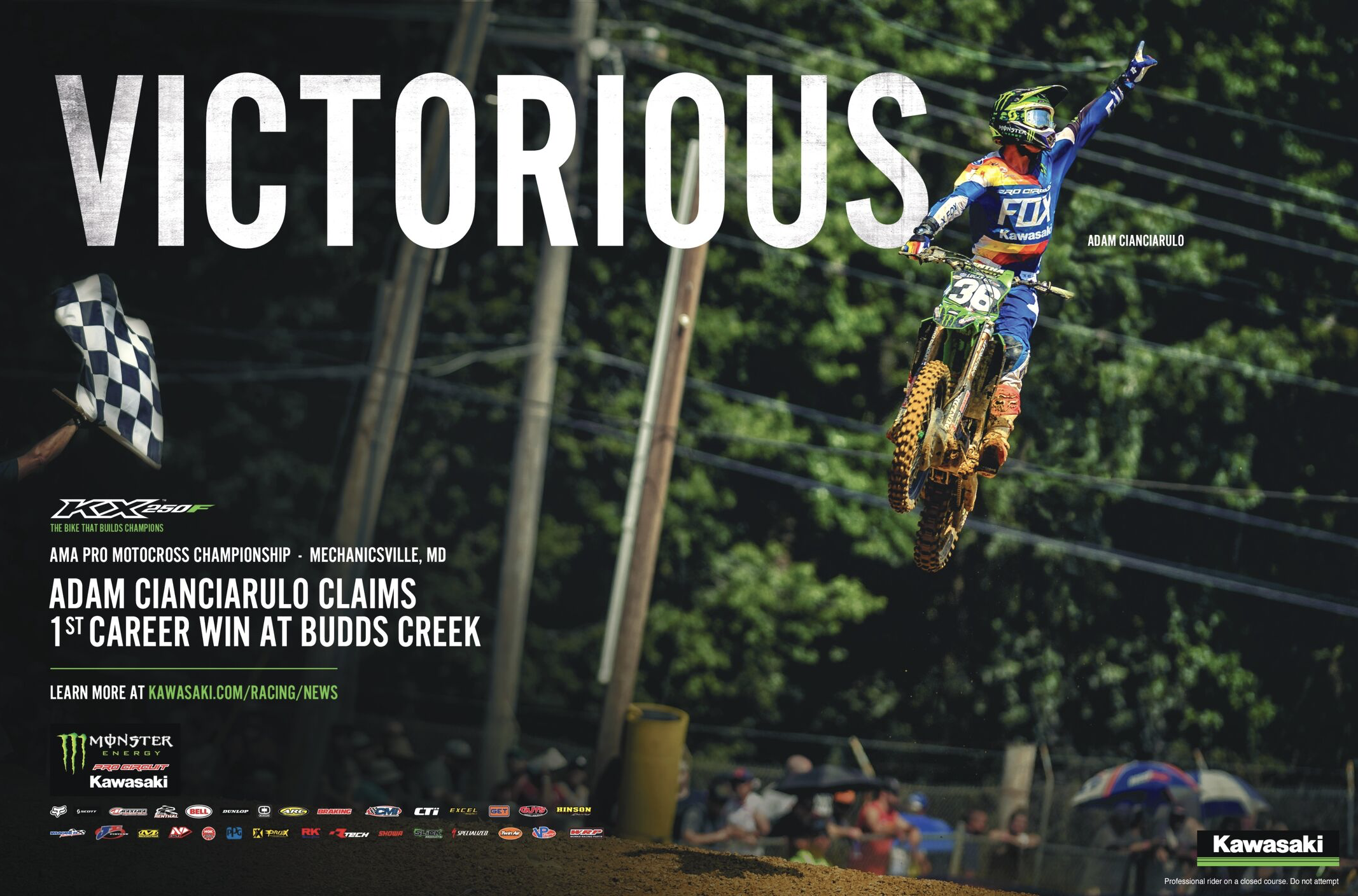 A Kawasaki win ad for Cianciarulo.