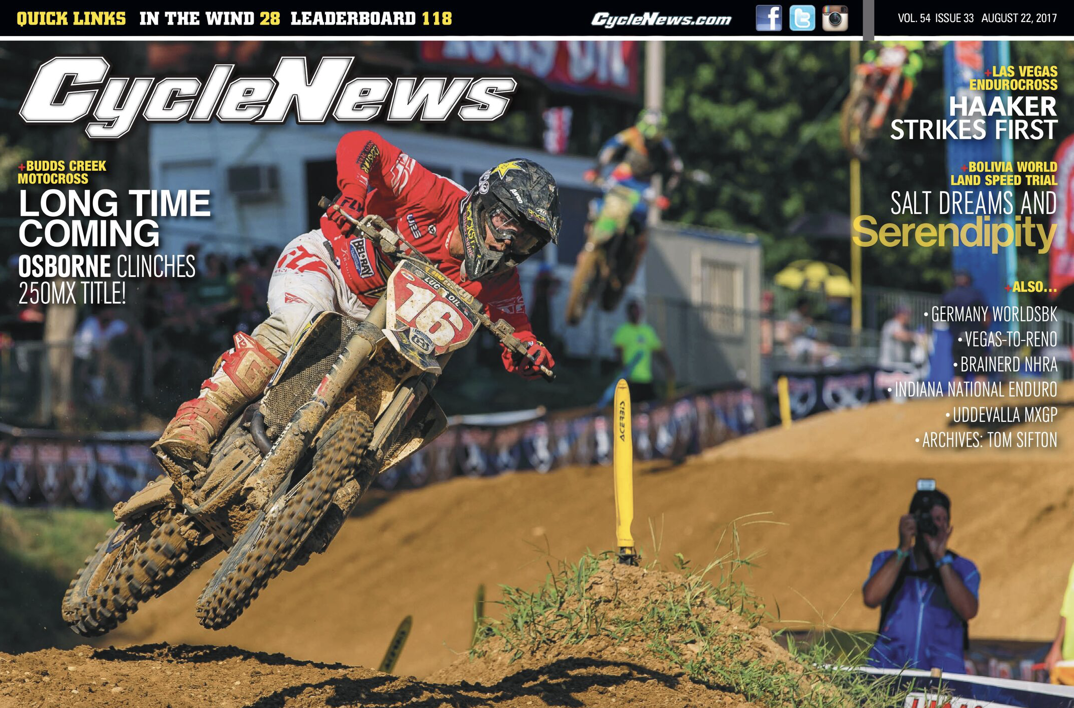 Zach Osborne on the cover of Cycle News.