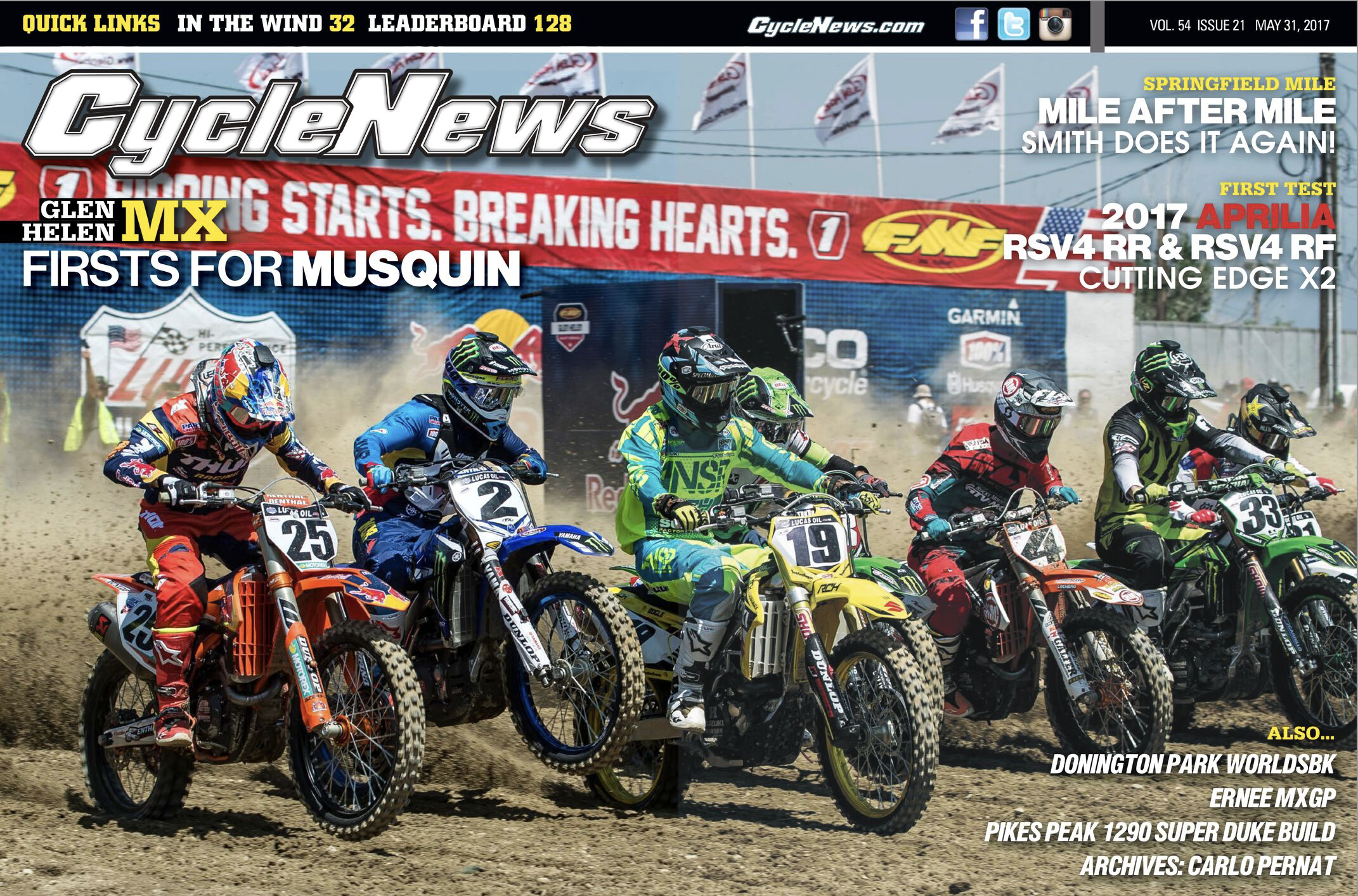 The 450 field on the cover of Cycle News.