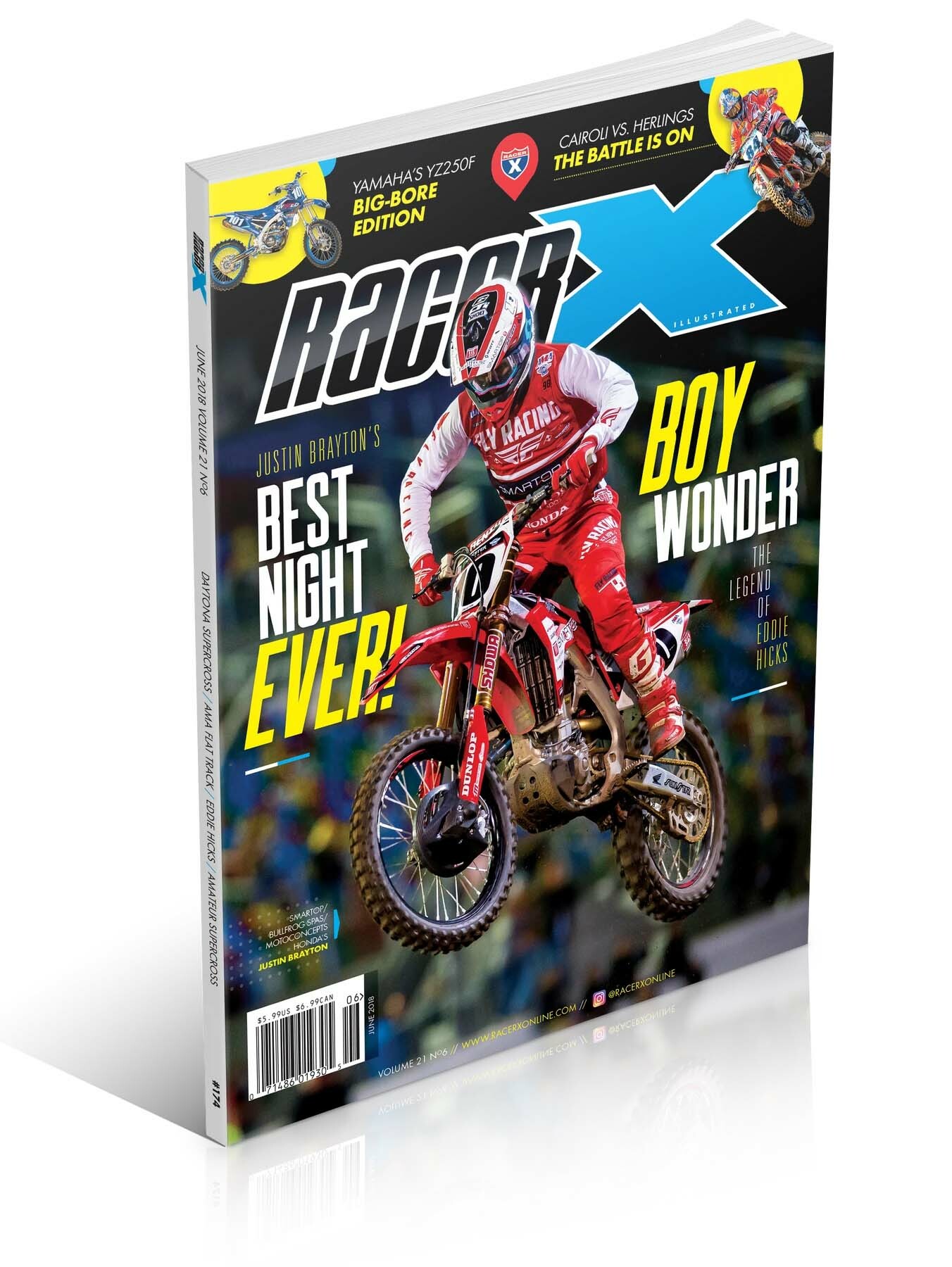 Justin Brayton on the cover of Racer X Illustrated following his win at the Daytona Supercross.