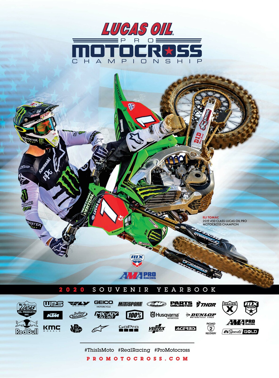 The 2020 Lucas Oil AMA Pro Motocross Championship program cover.