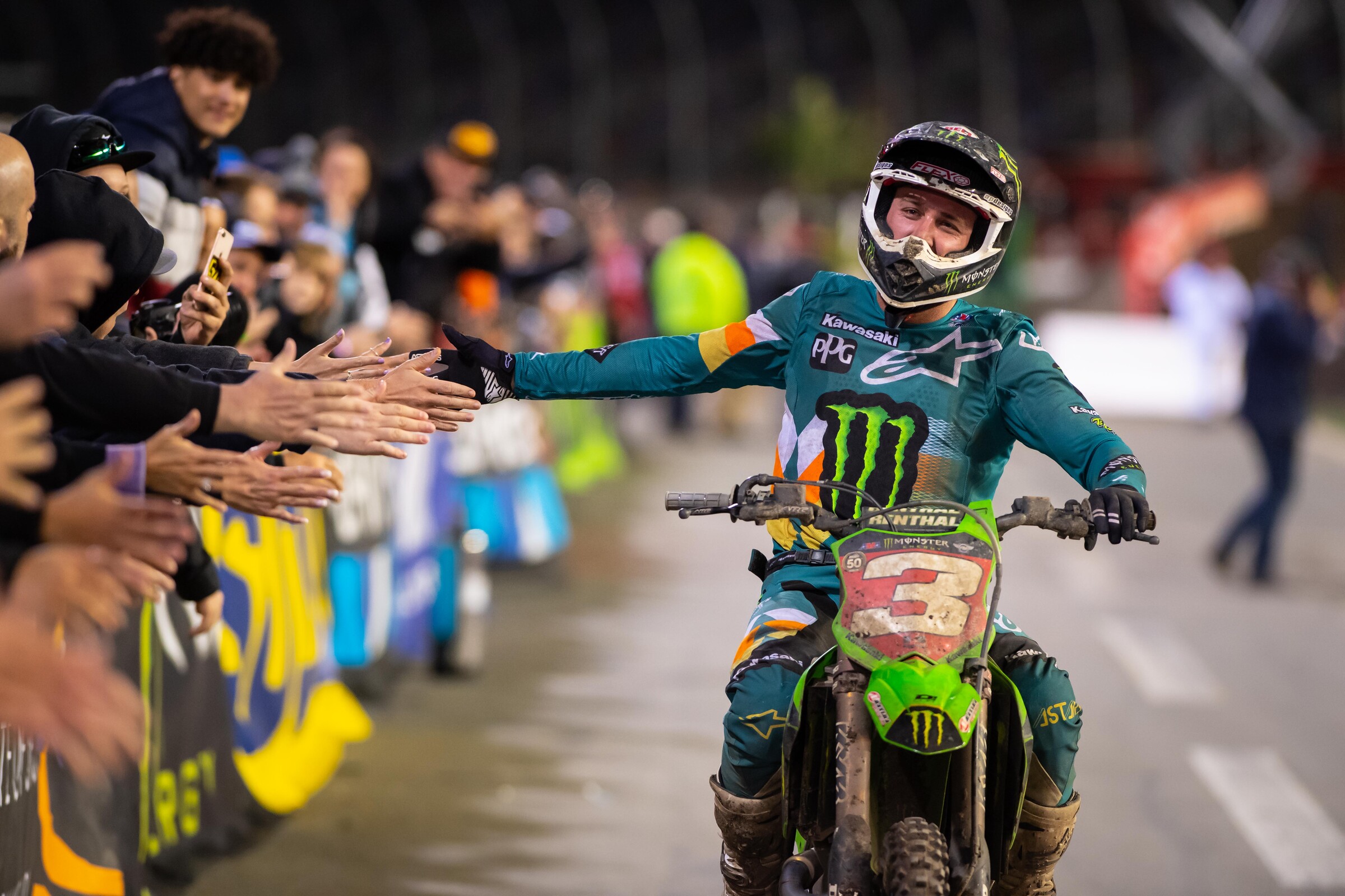 Tomac with some fans.