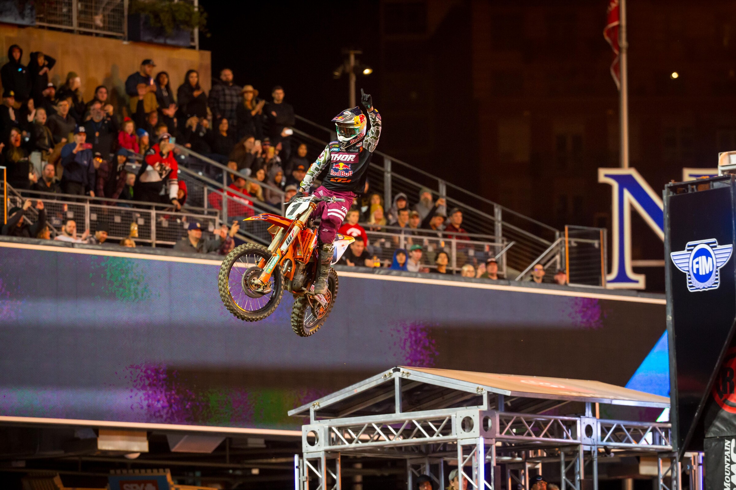 Webb winning the San Diego Supercross.