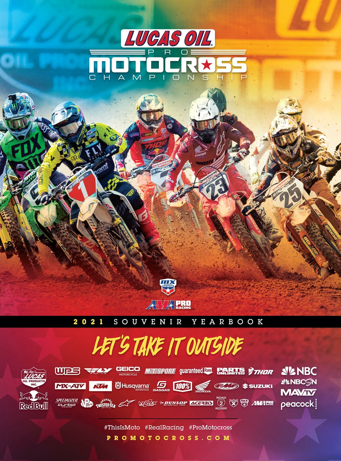 The 2021 Lucas Oil AMA Pro Motocross Championship program cover.