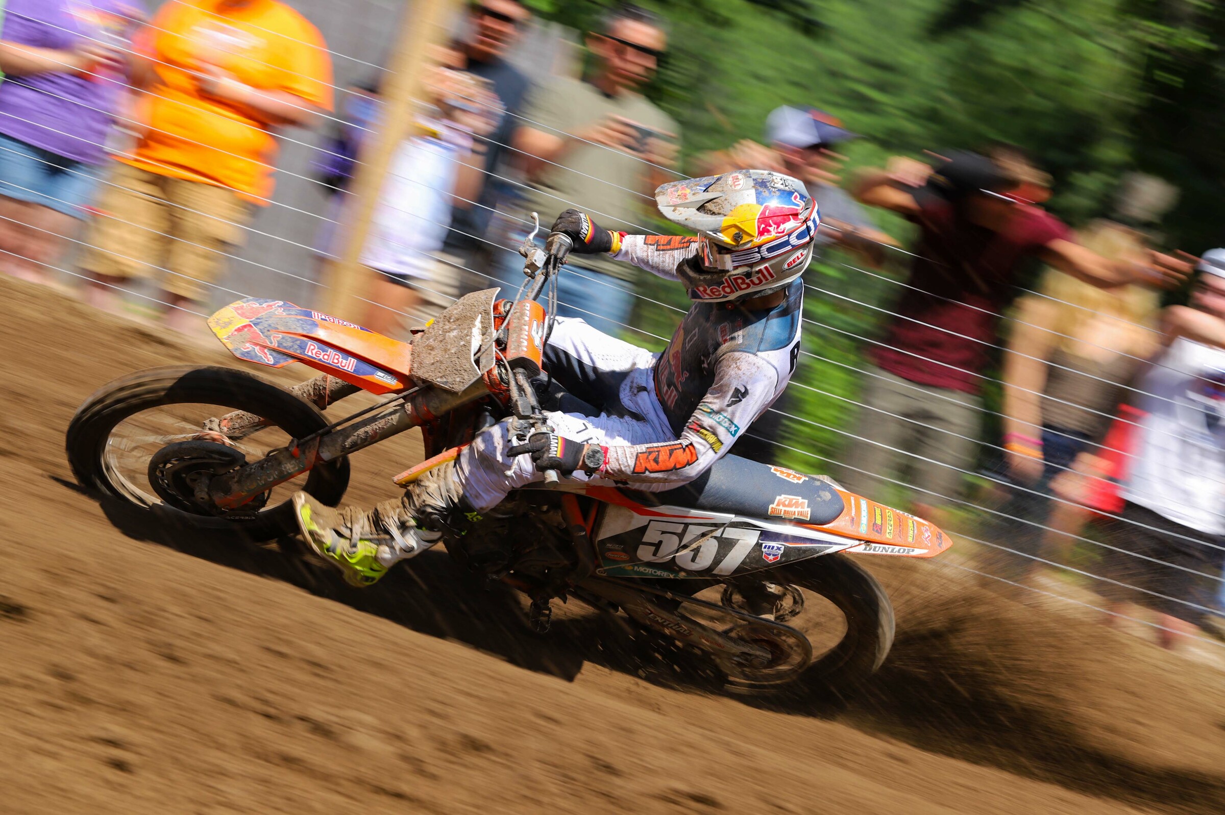 Eight-time GNCC Champion Kailub Russell raced several Pro Motocross rounds wit the Red Bull KTM team.