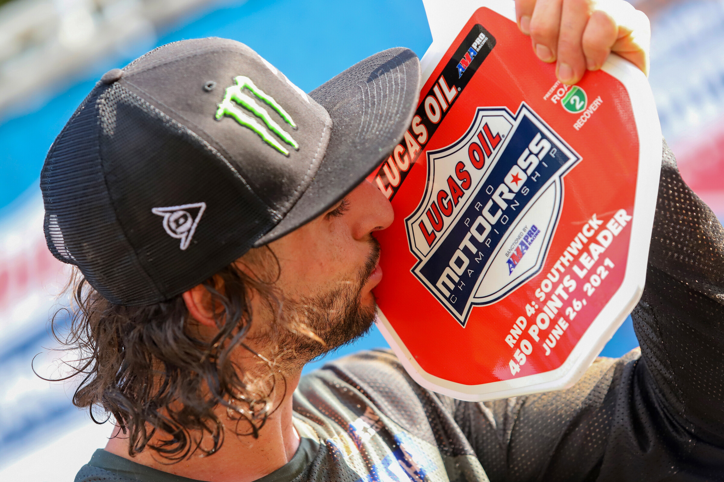 Ferrandis celebrates the red plate after the Southwick National.