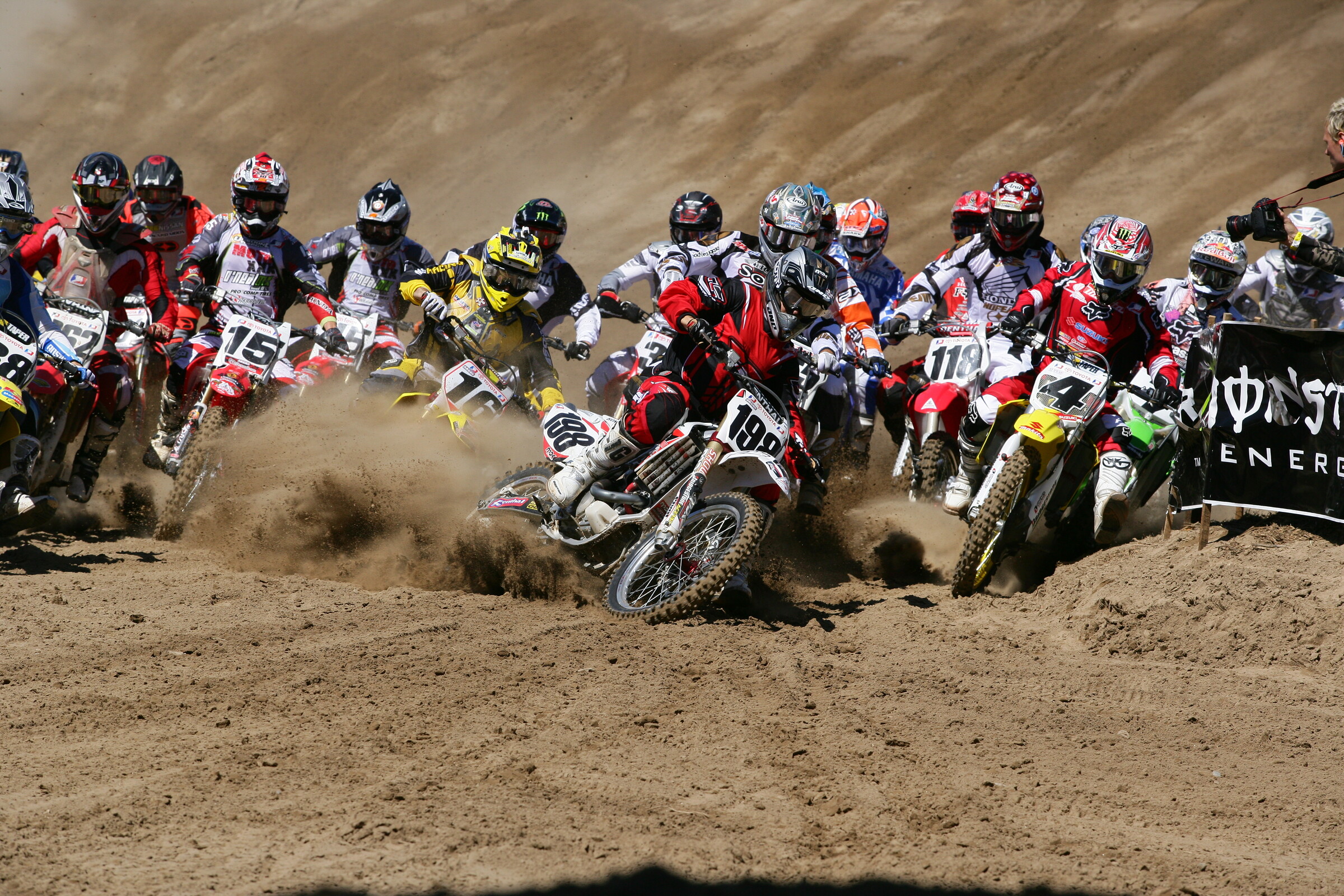 Jacob Saylor grabbing the holeshot at Southwick in 2006.
