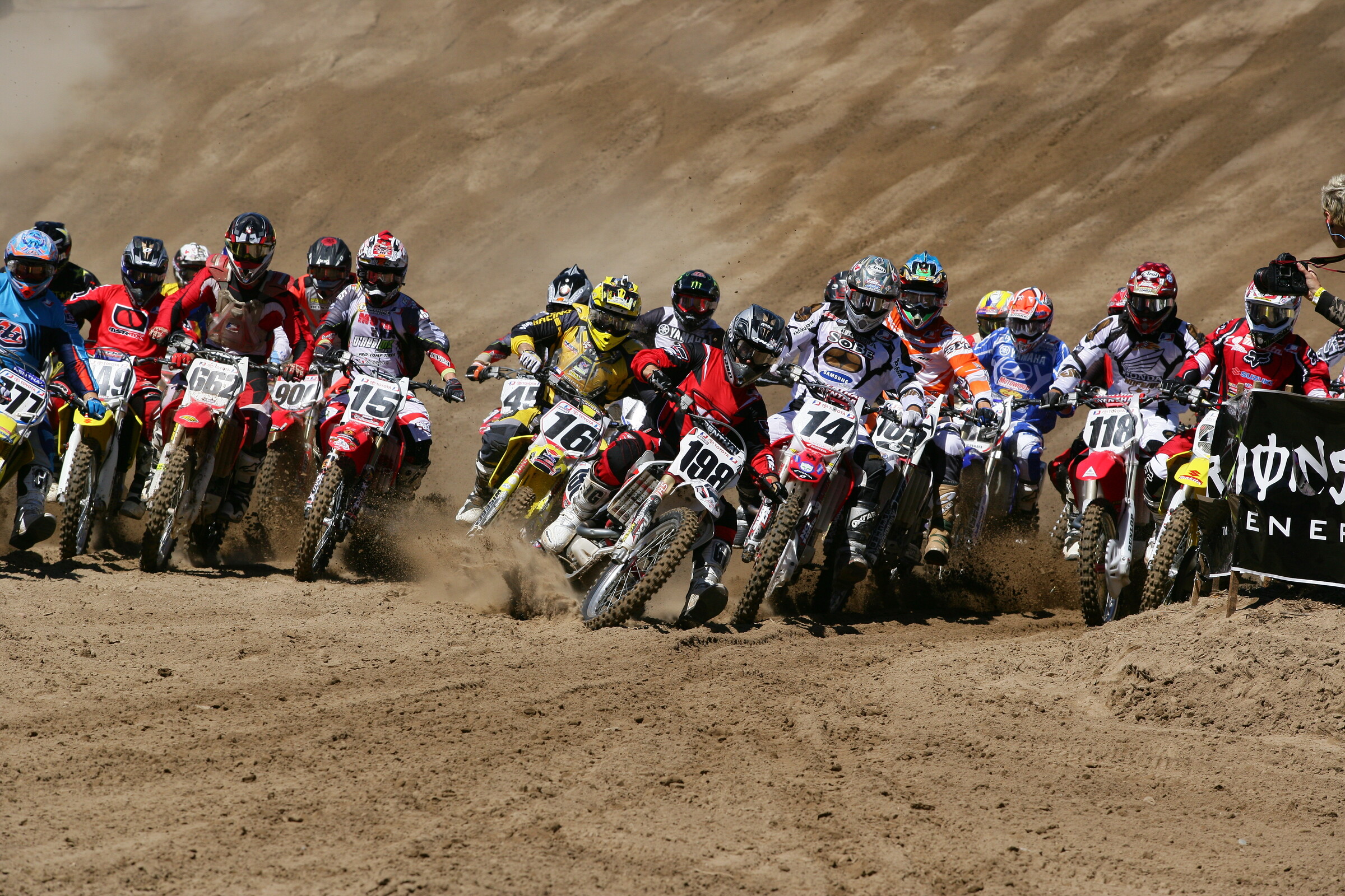 Jacob Saylor grabbing the holeshot at Southwick in 2006.