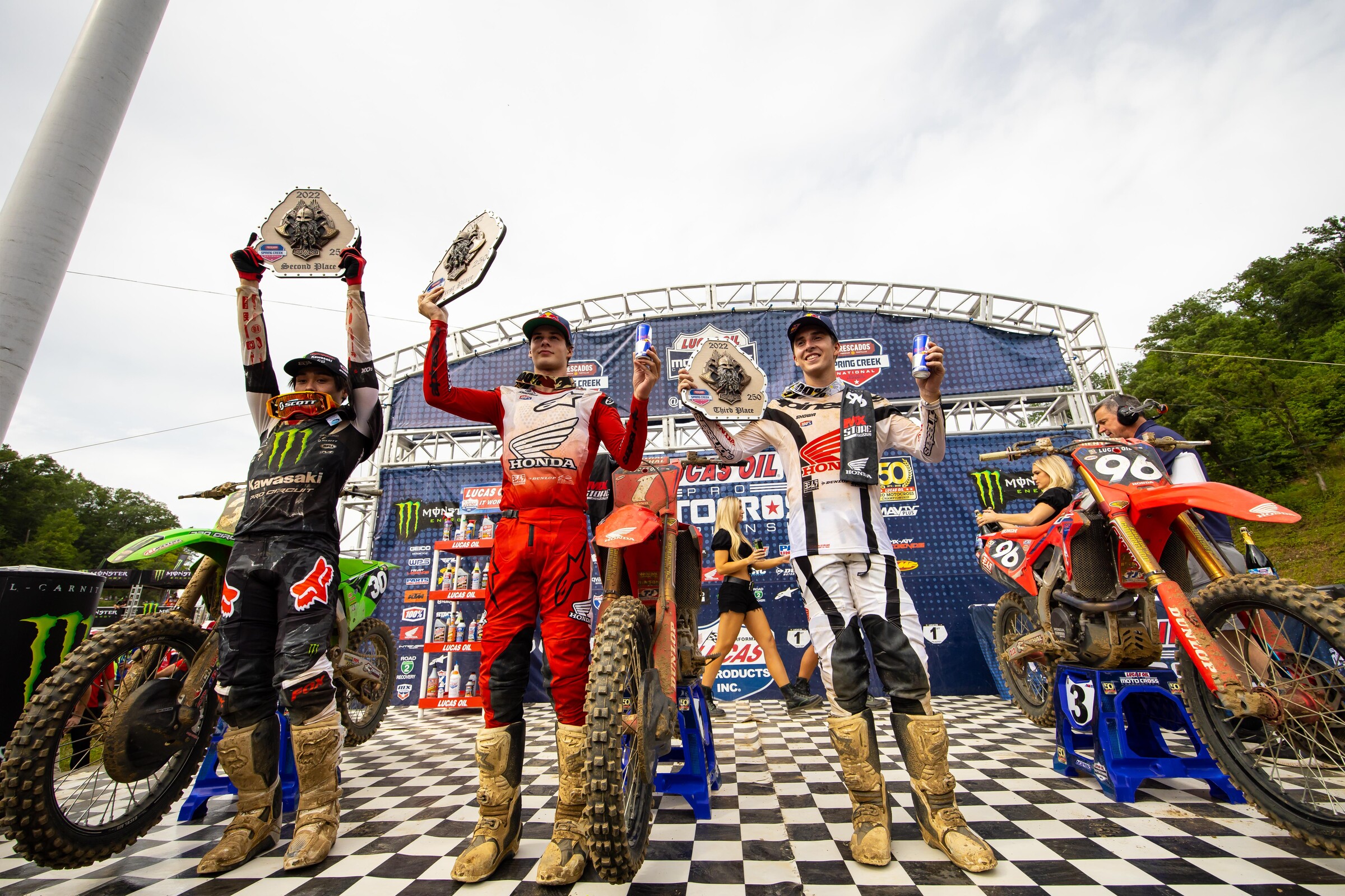 The 2022 Spring Creek National 250 Class overall podium.