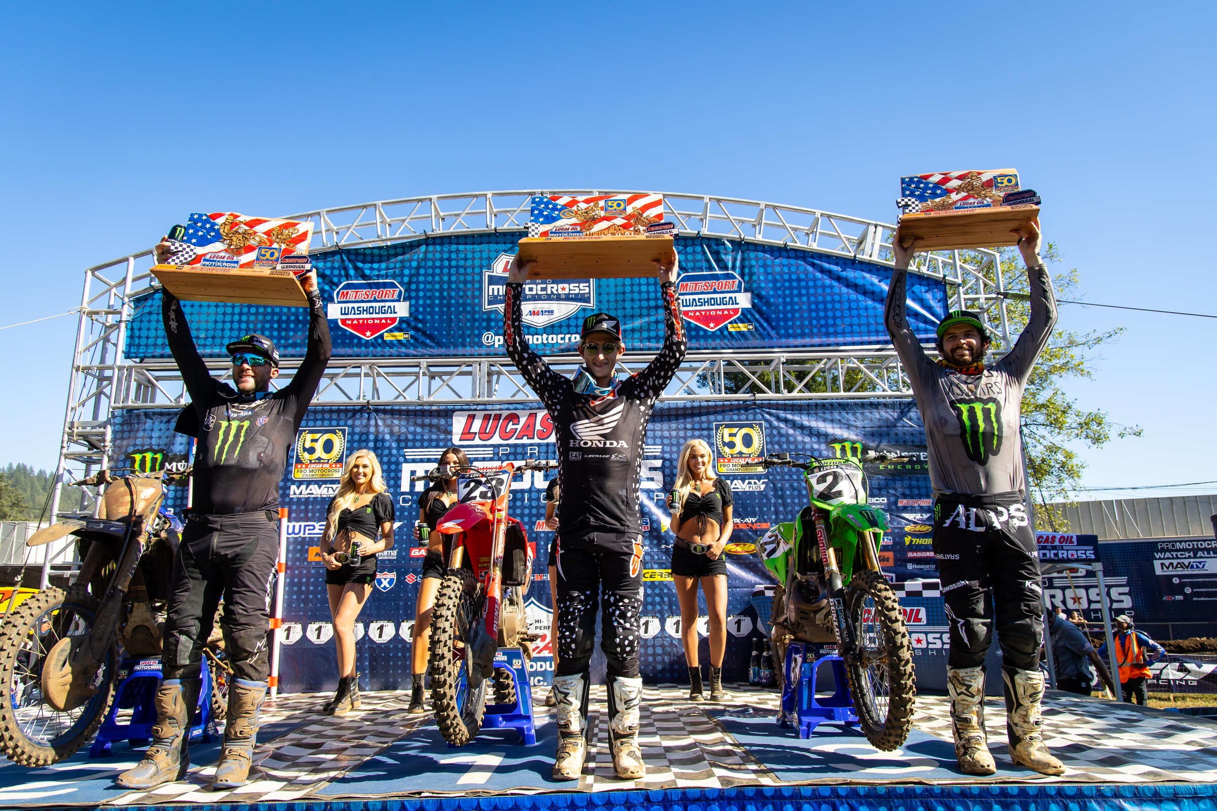The 2022 Washougal National 450 Class overall podium.