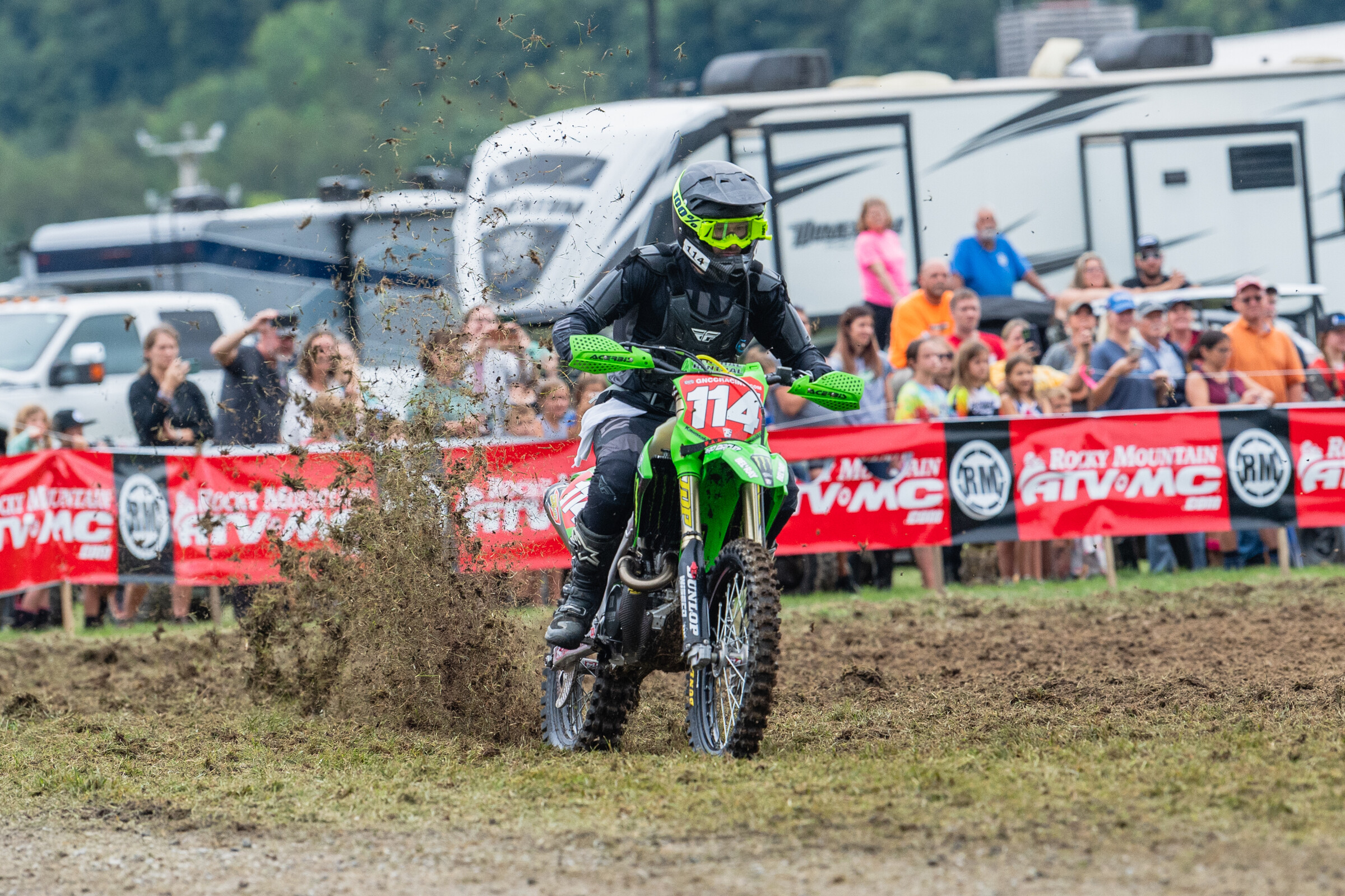 Mitch Kendra on Josh Strang's KX450X.