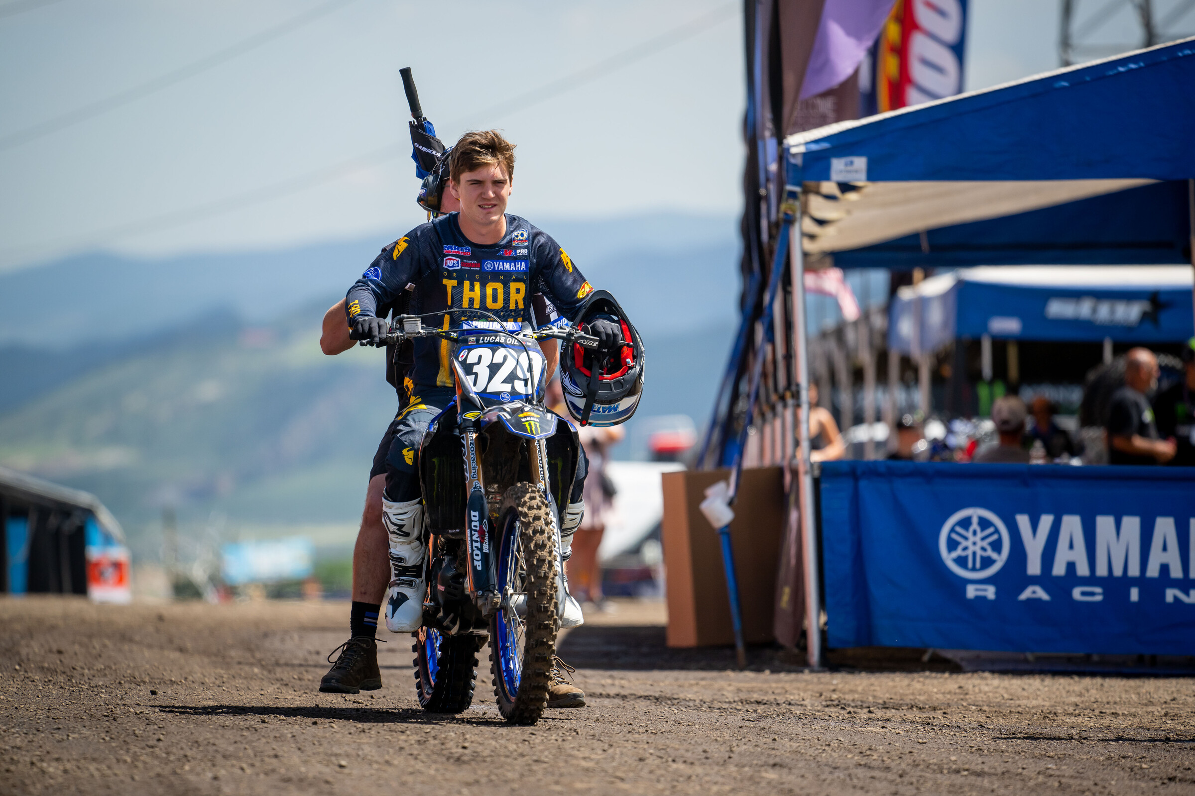 Matthew LeBlanc goes to the starting line aboard his Monster Energy Yamaha Star Racing at the 2022 Thunder Valley National.