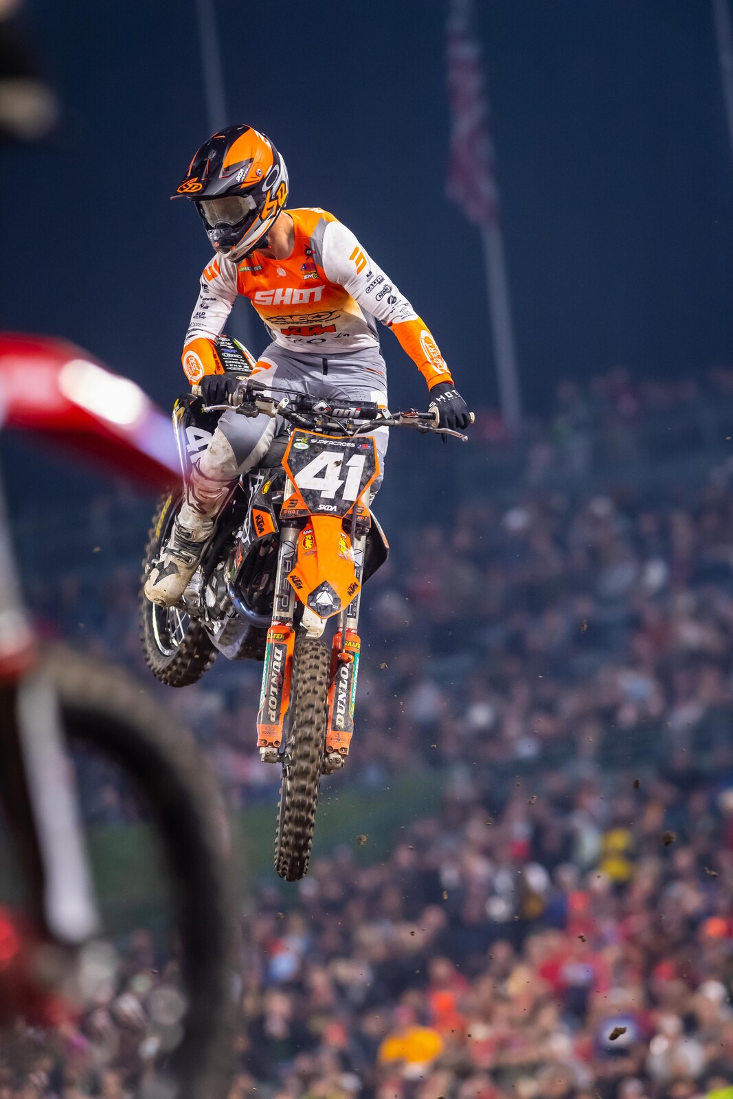 In his third go at the Anaheim 1 Supercross, Kelley finished in the top ten for the first time.