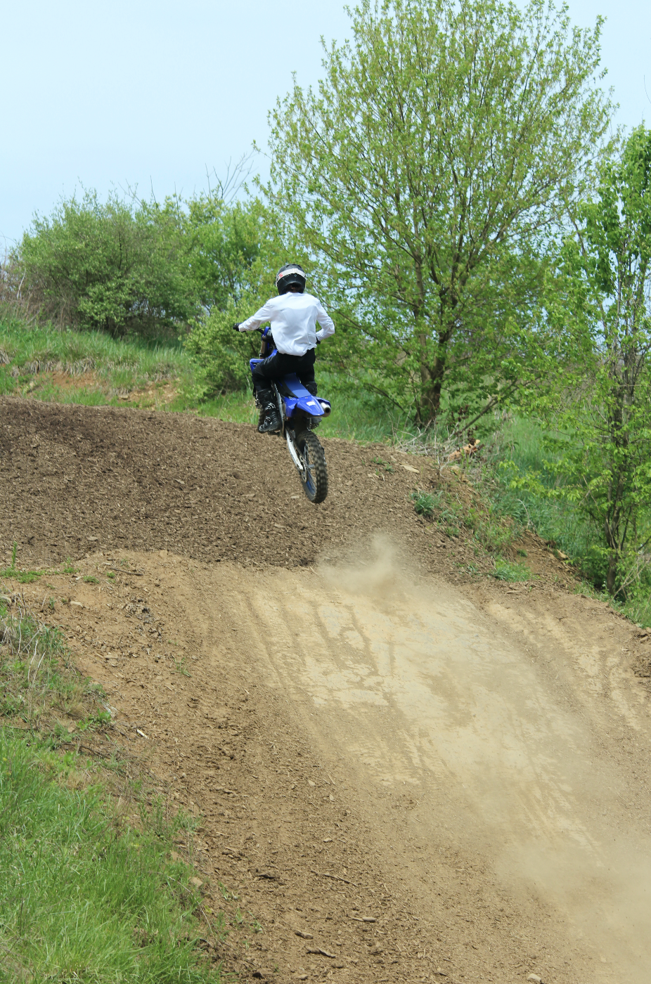 Mitch Kendra on the same uphill jump, May 2021.