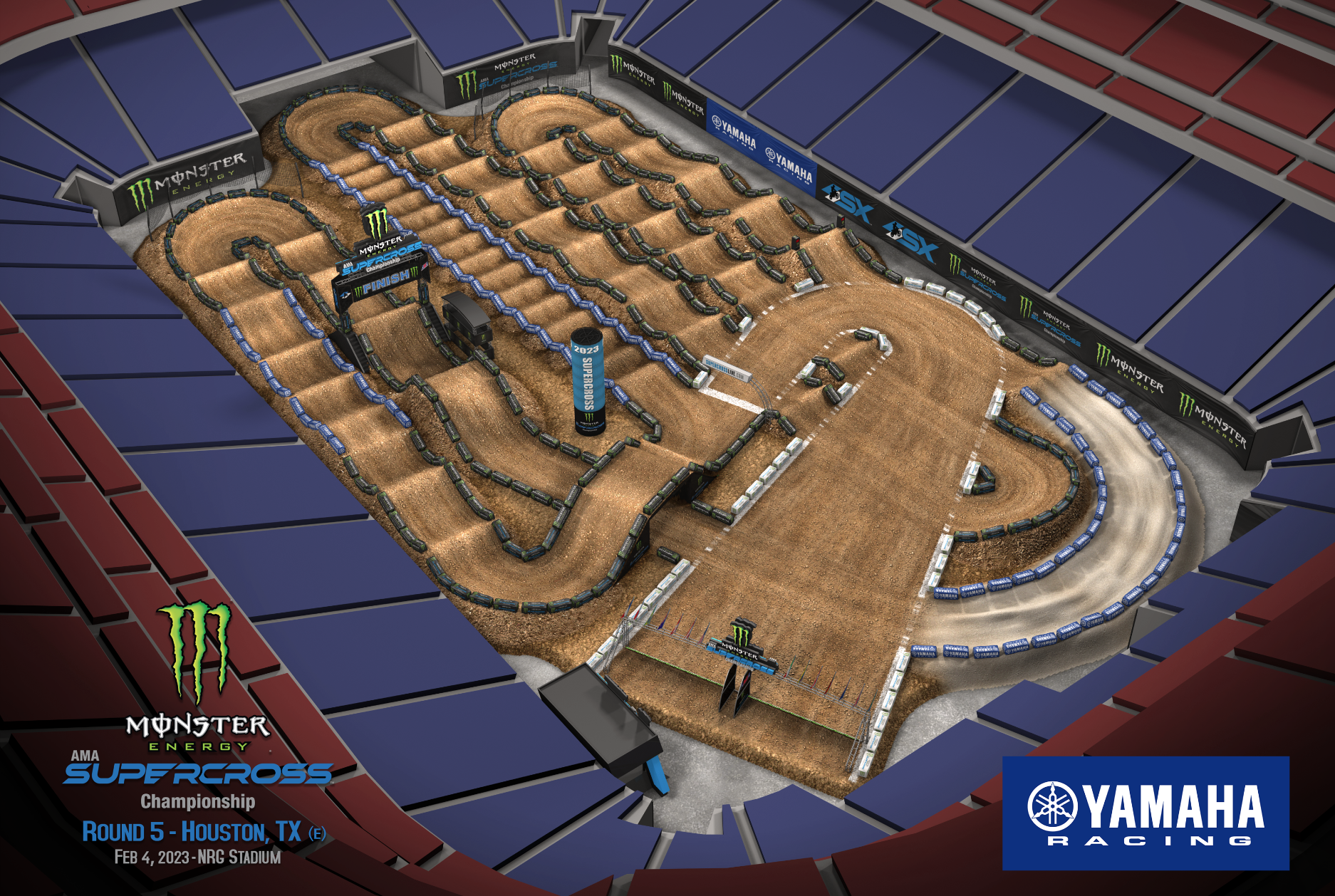 The 2023 Houston Supercross track map layout.