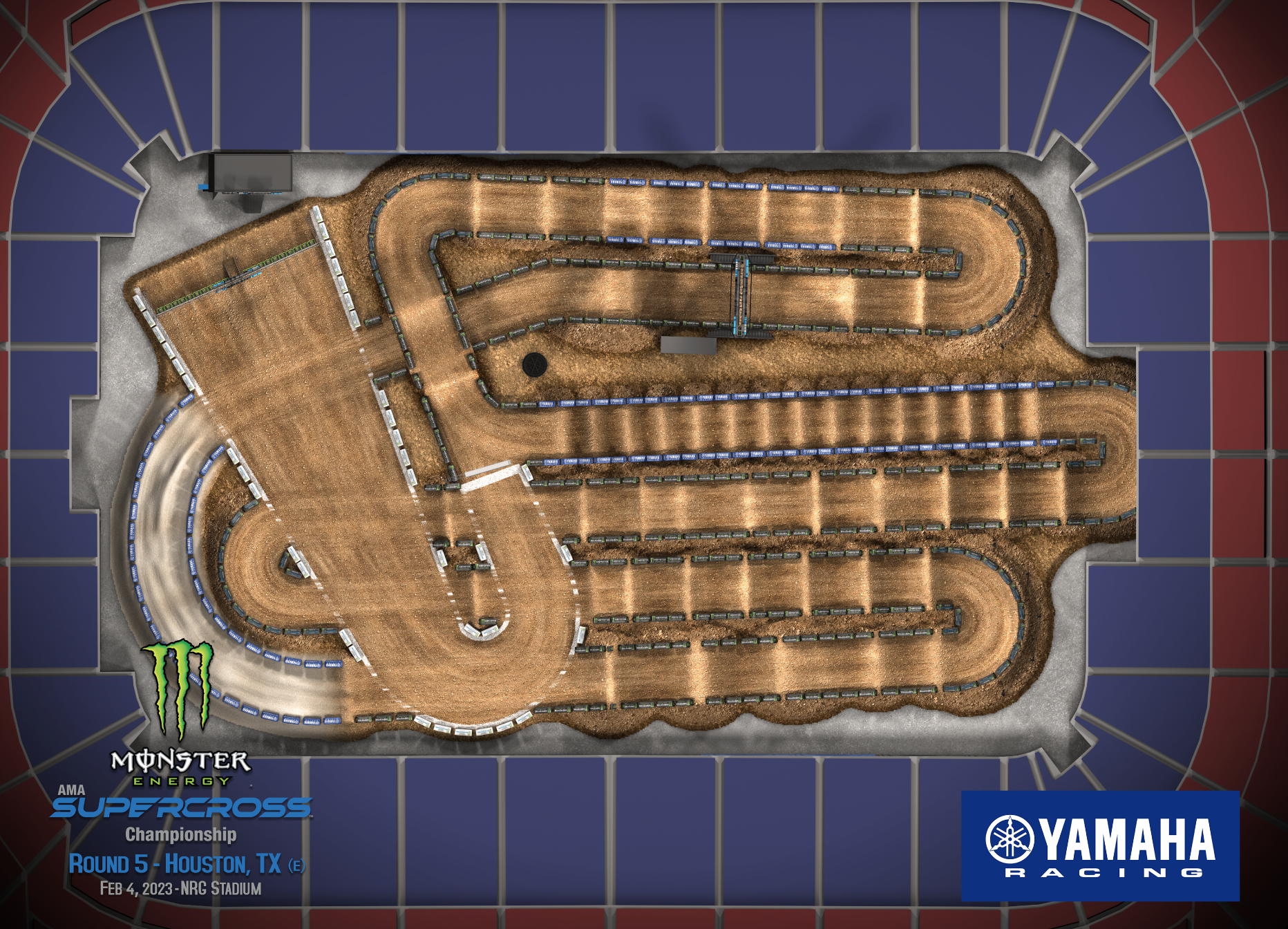 The 2023 Houston Supercross track map layout.