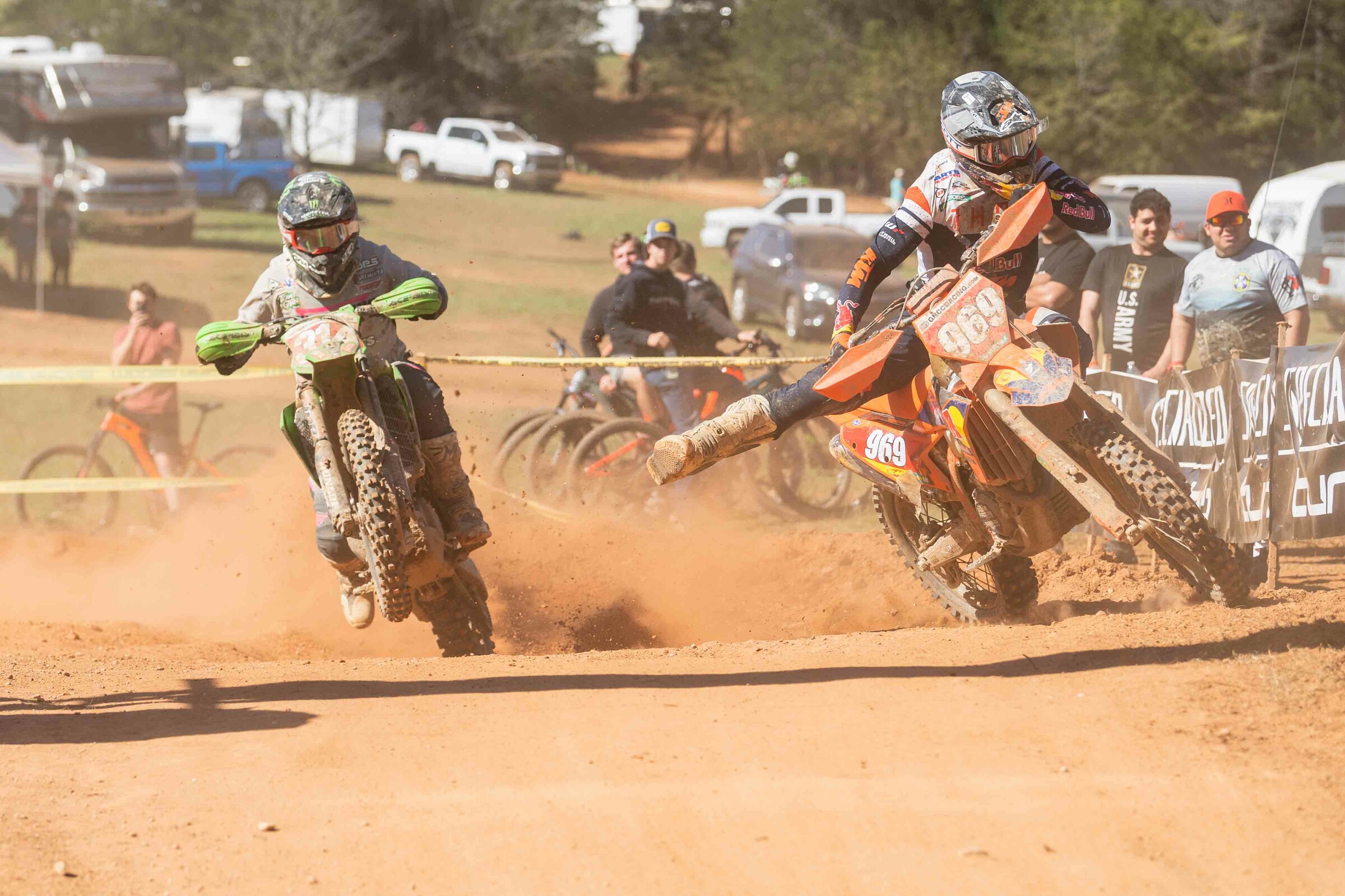 Grant Baylor and Girroir battling to the checkered flag.