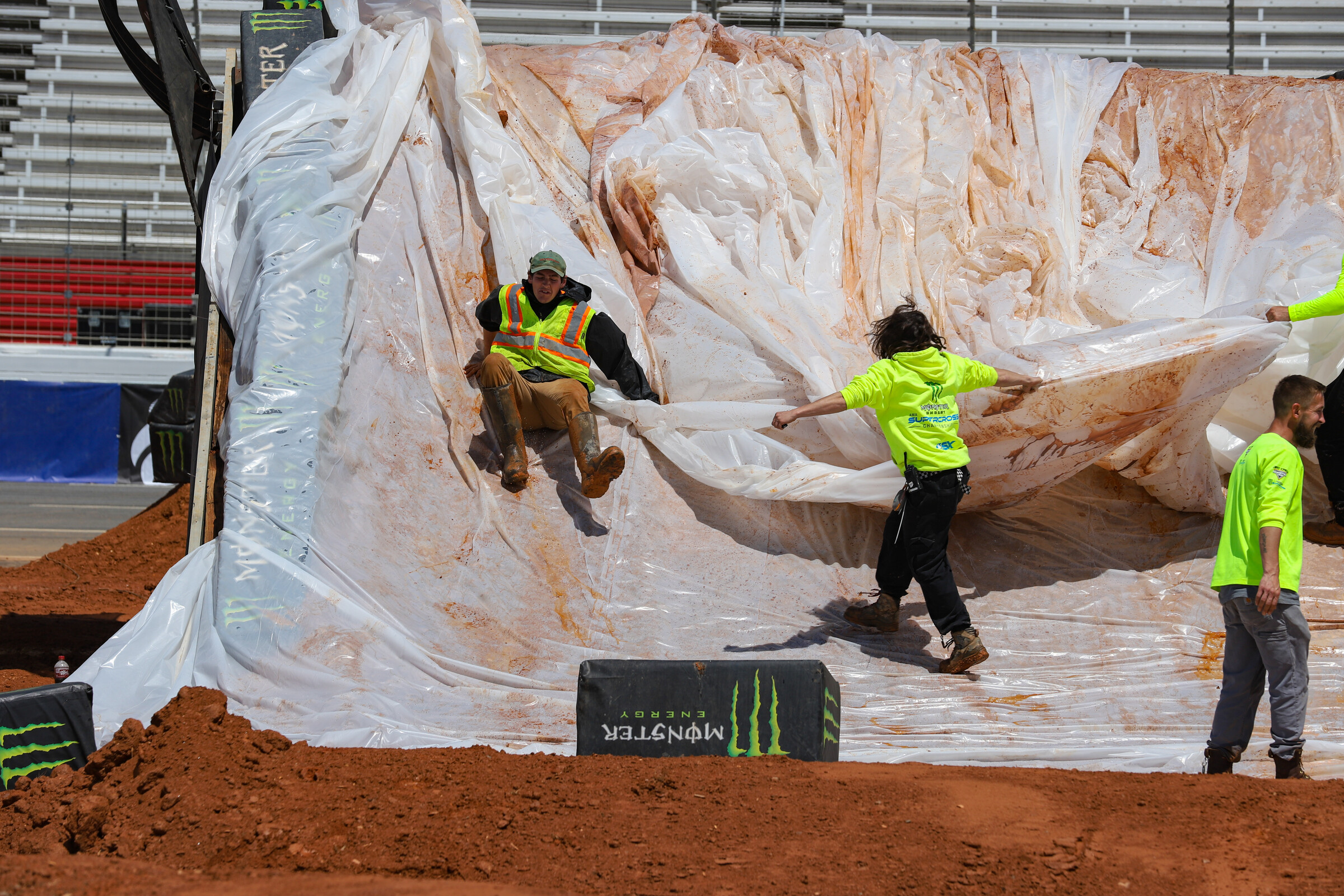 A Dirt Wurx member accidentally using the over/under bridge as a slip n slip.