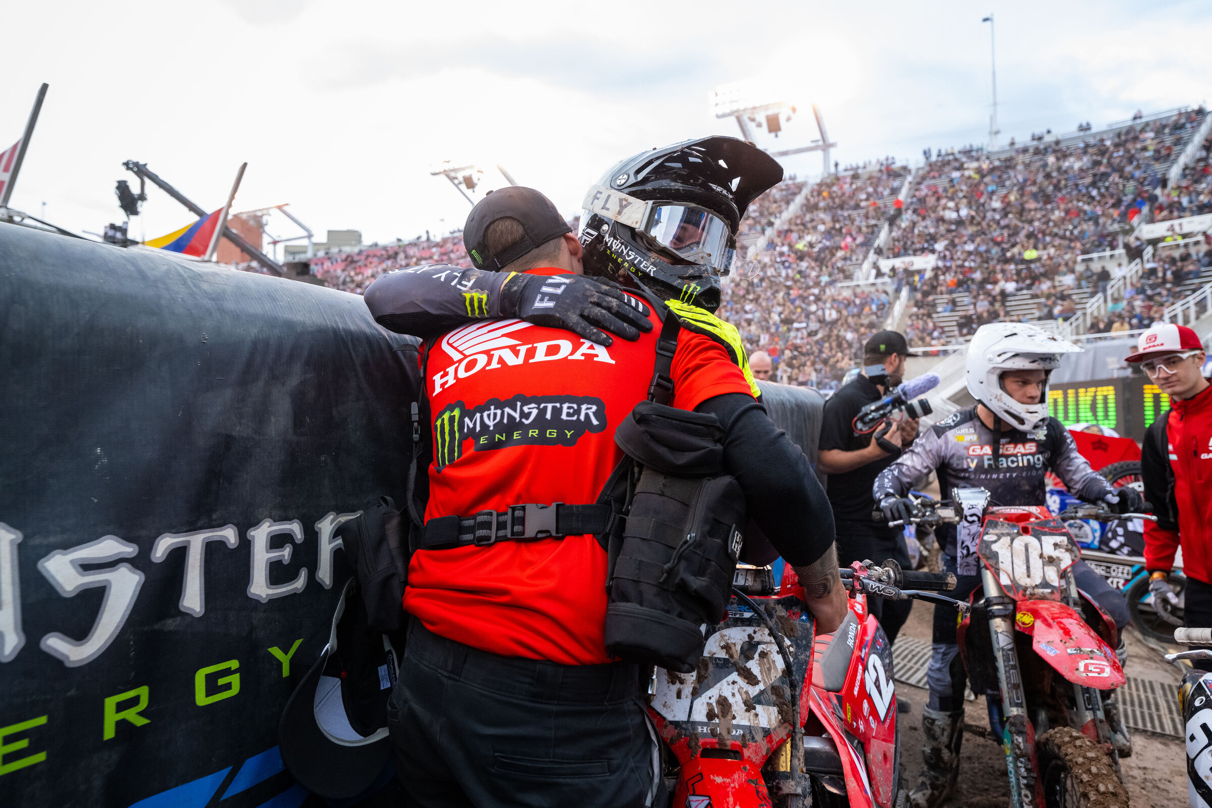 Parker Ross celebrates with his crew.
