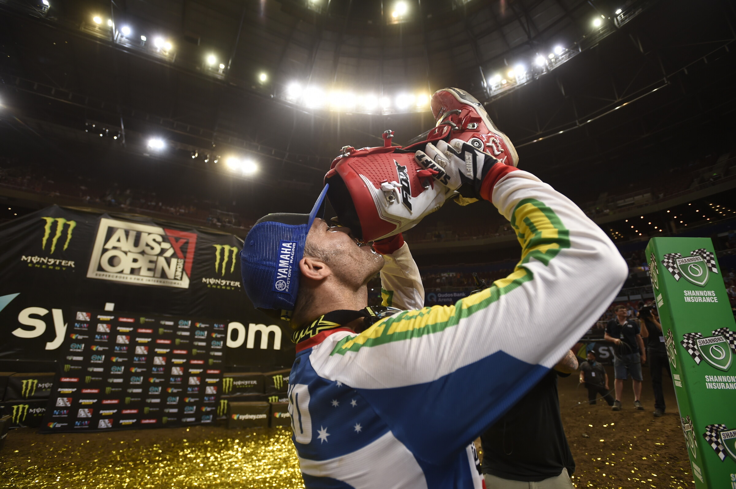 A shoey to celebrate winning the AUS-X open in 2016.