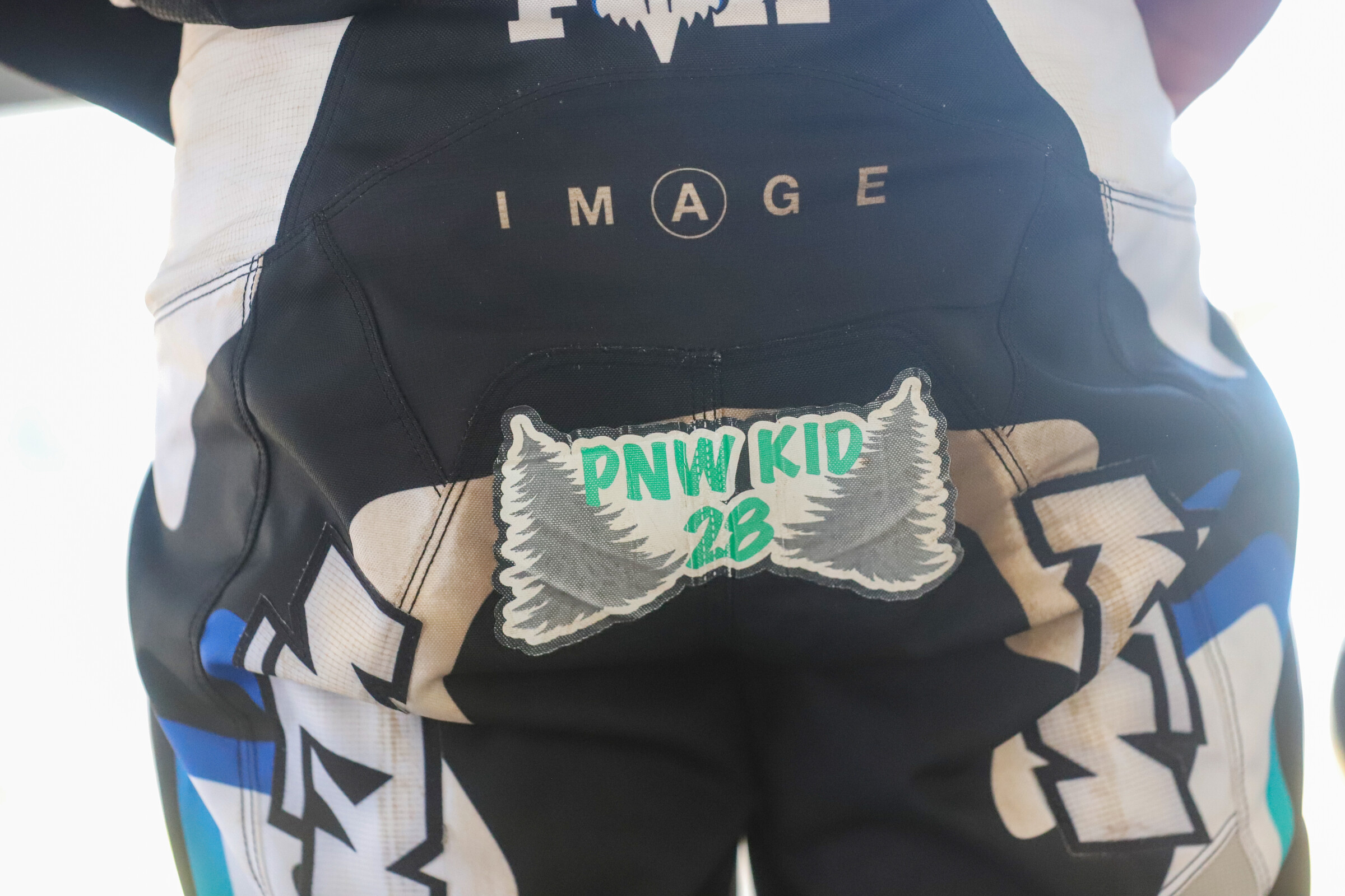 Preston Boespflug's butt patch. His amateur number has been #28 since his birthday is April 28.