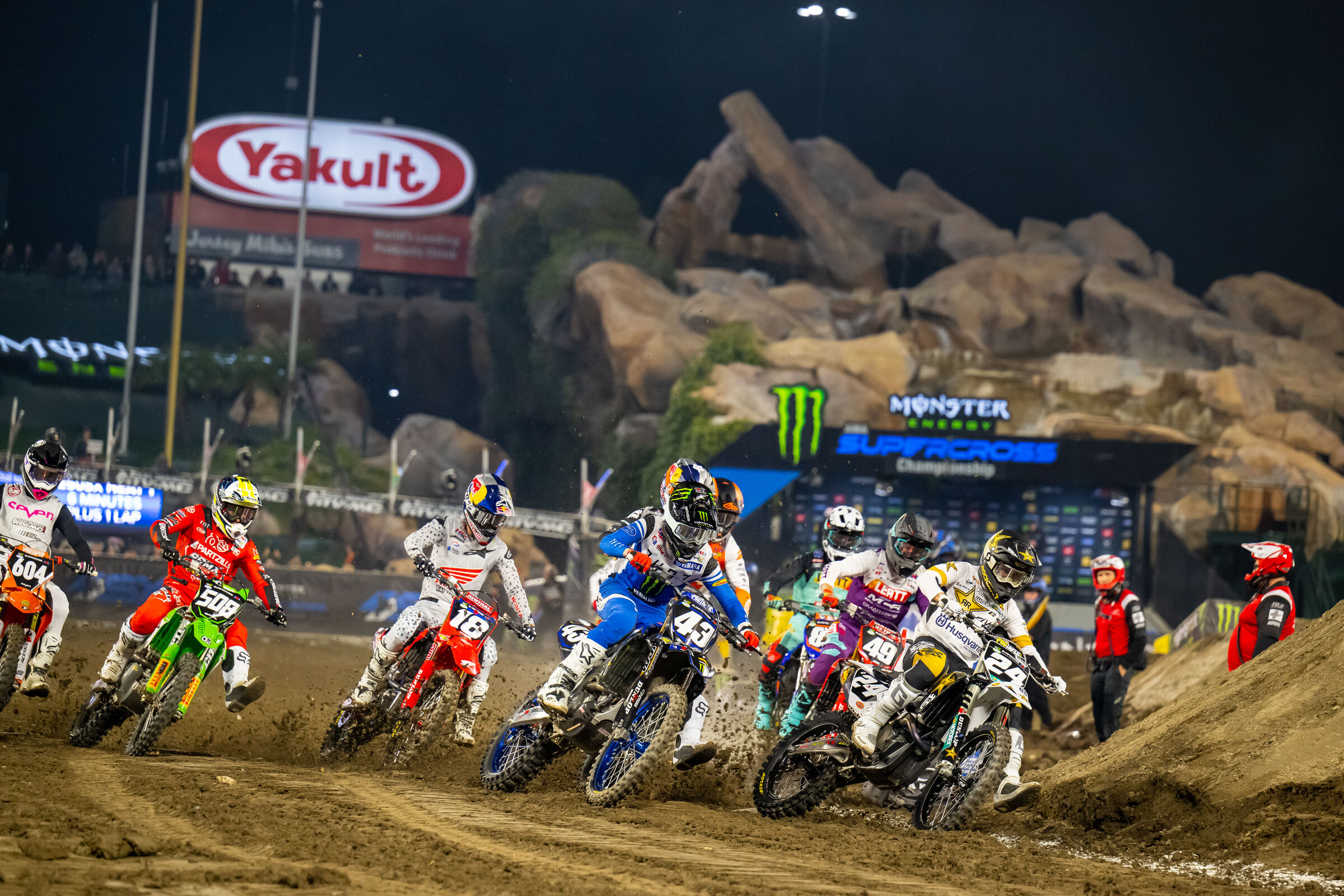 Jett Lawrence did not get the best start in his heat race at Anaheim 1. 