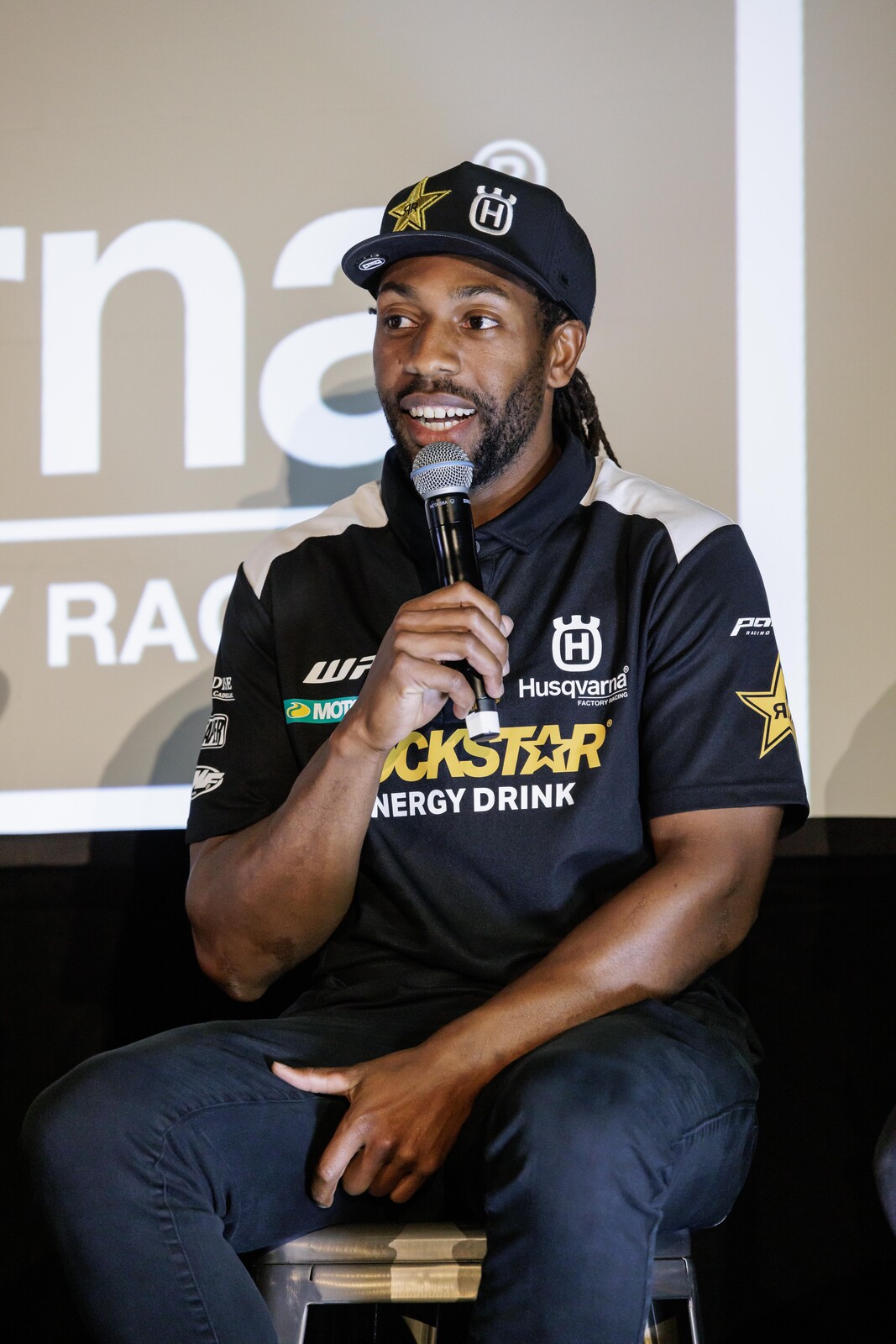 Malcolm Stewart at the Rockstar Energy Husqvarna Factory Racing team intro.