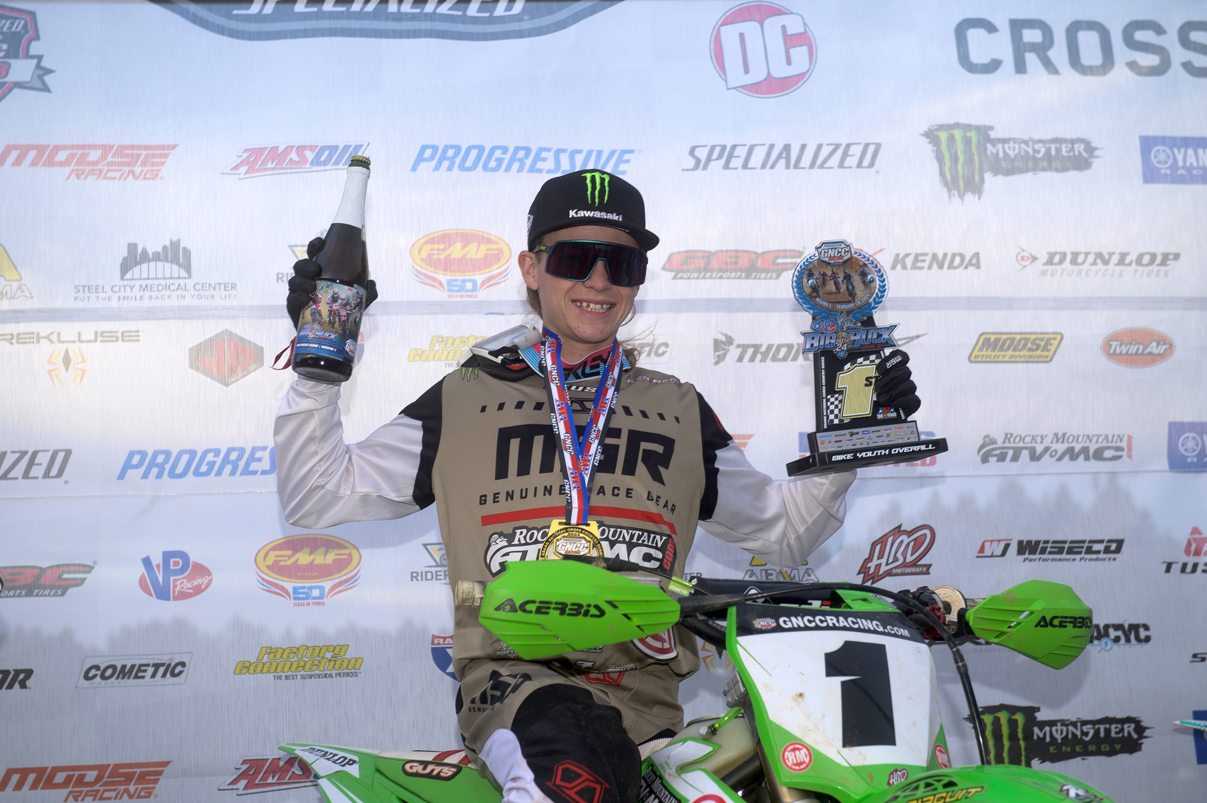 Caleb Wood showing style after the Youth overall win.