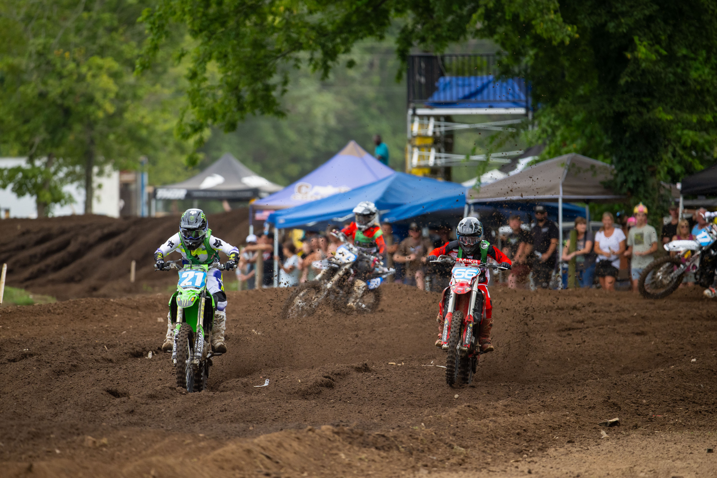 Stallings (#21) and Turner (#66) at the 2023 Monster Energy AMA Amateur National Motocross Championship at Loretta Lynn’s Ranch.
