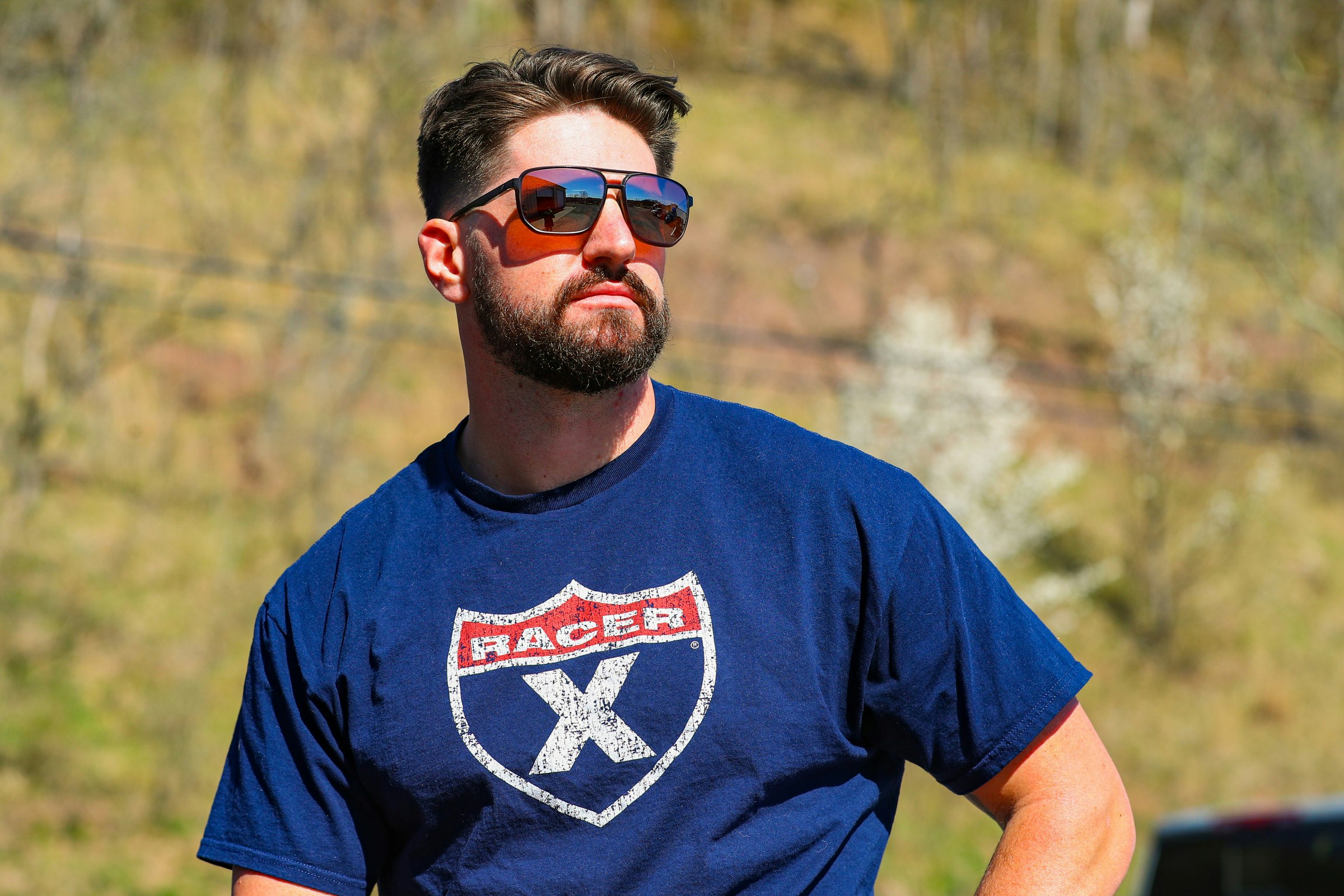 Navy Distressed Shield and Dirt Cycle Racer X T-Shirts Now Available