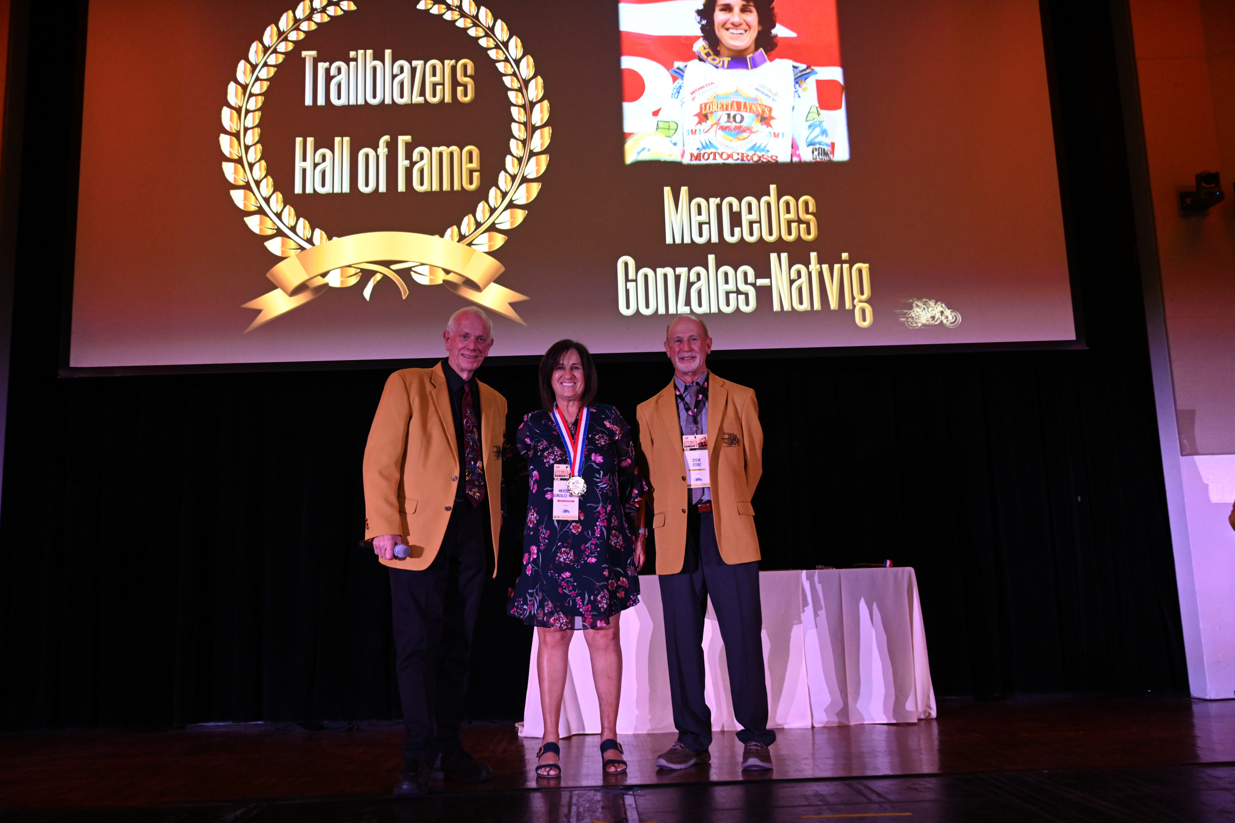 Mercedes Gonzalez-Natvig, the most accomplished female competitor in motocross history, was very proud to join Sue Fish, Lori Conway, Mary McGee, and other ladies in the Trailblazers Hall of Fame.