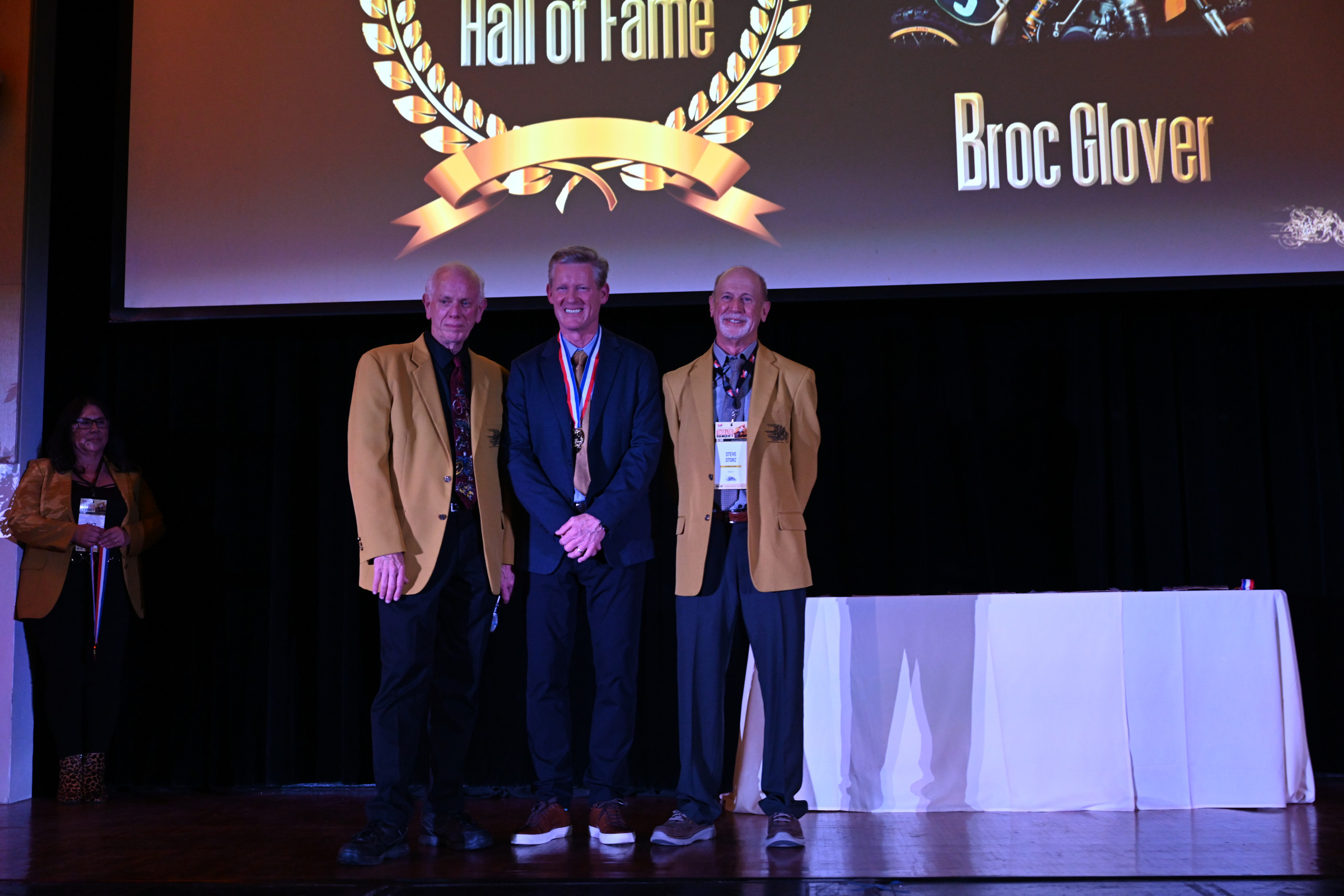 Broc Glover’s many accomplishments in the motorcycle sport were highlighted in the program and introductory video that preceded each honoree. It was noted that when Broc retired from racing, his 74 combined moto wins were then the most in motocross history.