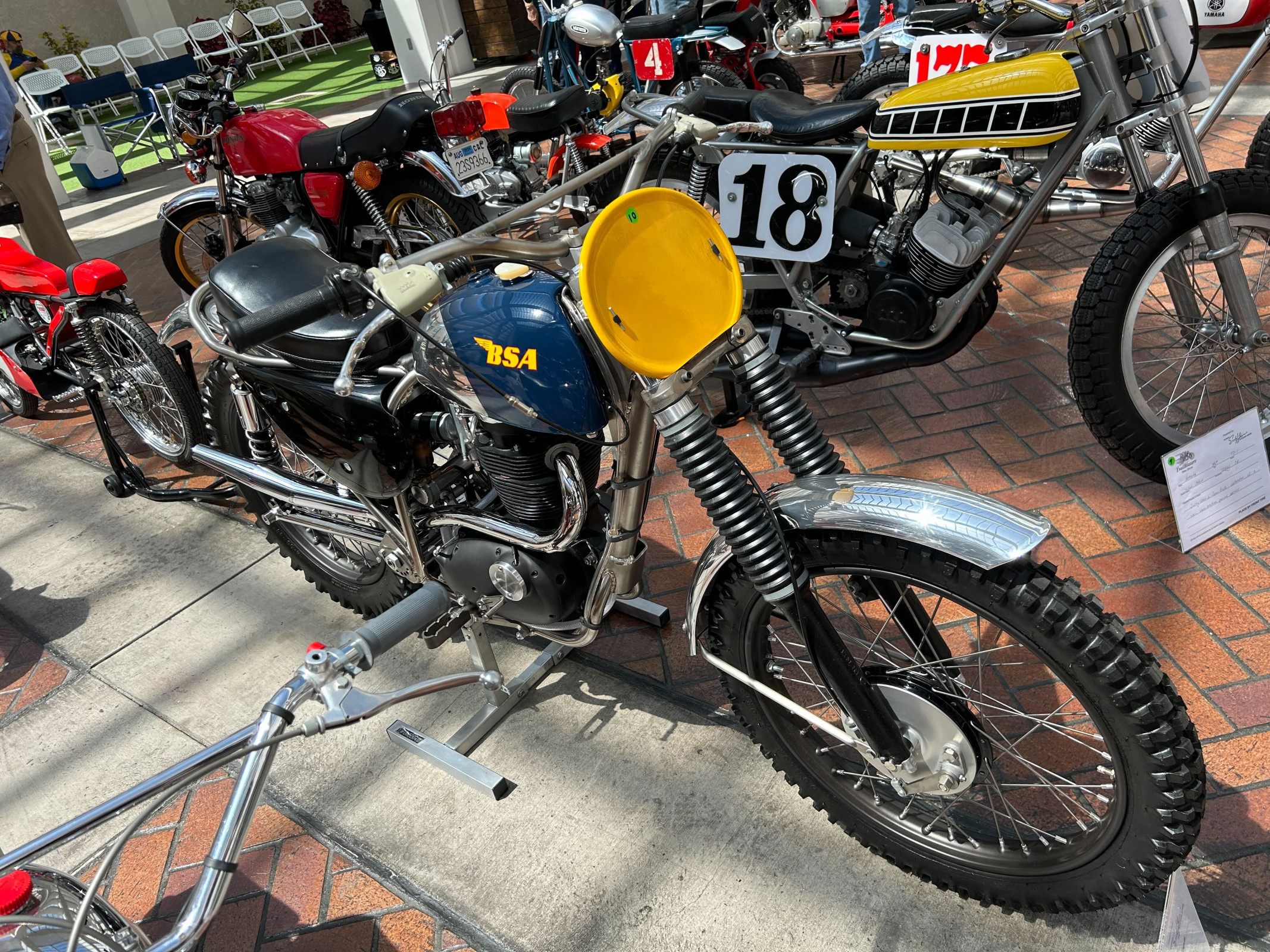 The bike is 1966 BSA factory bike as ridden by Jeff Smith and it was Best in Show at Trailblazers.