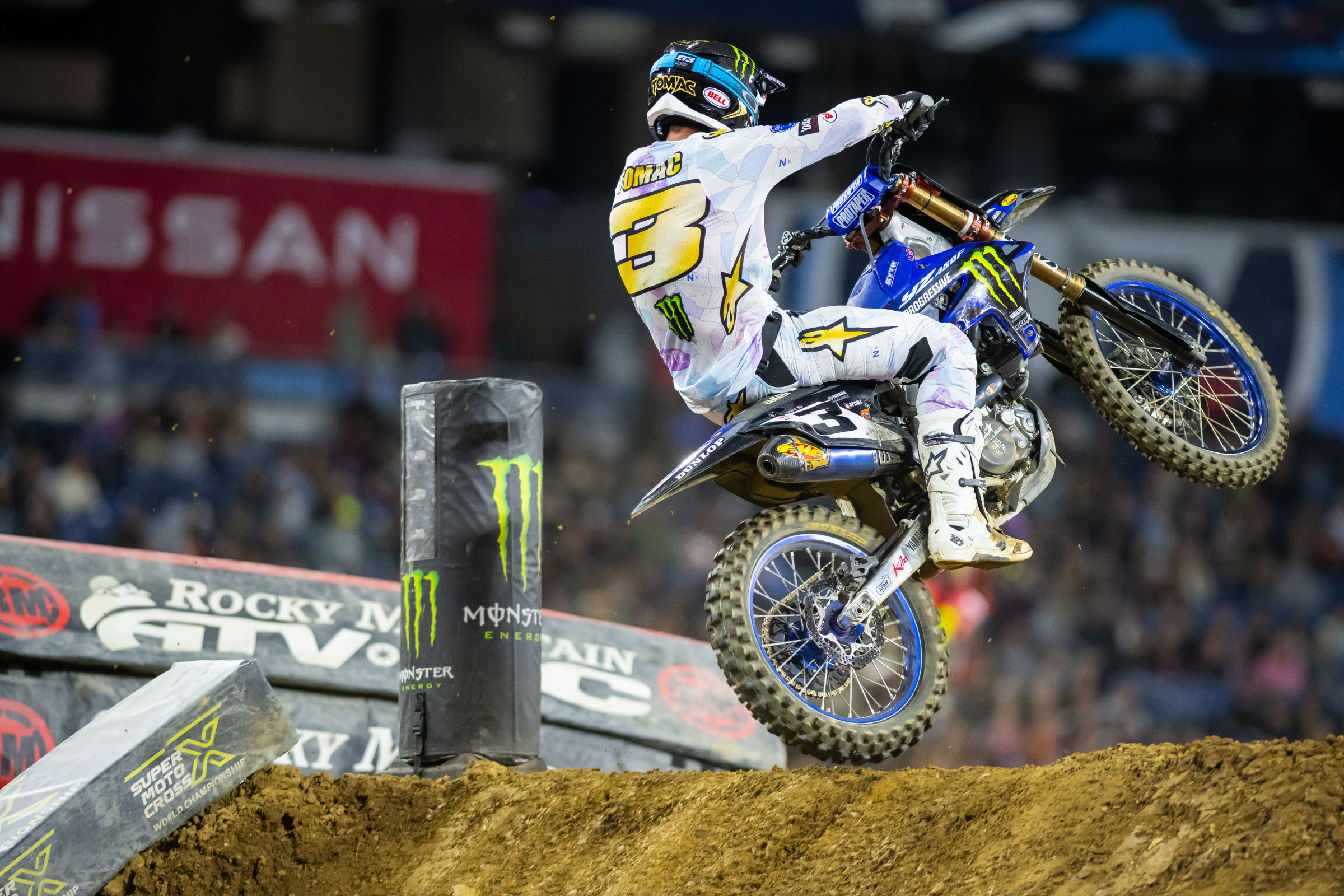 Eli Tomac holeshot and led until Jett Lawrence caught and passed him. ET3 Brought home second place on the night.