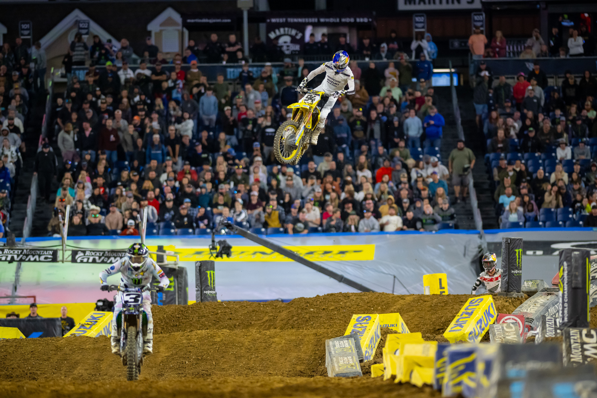 Ken Roczen was the first to air out this triple before the whoops. 