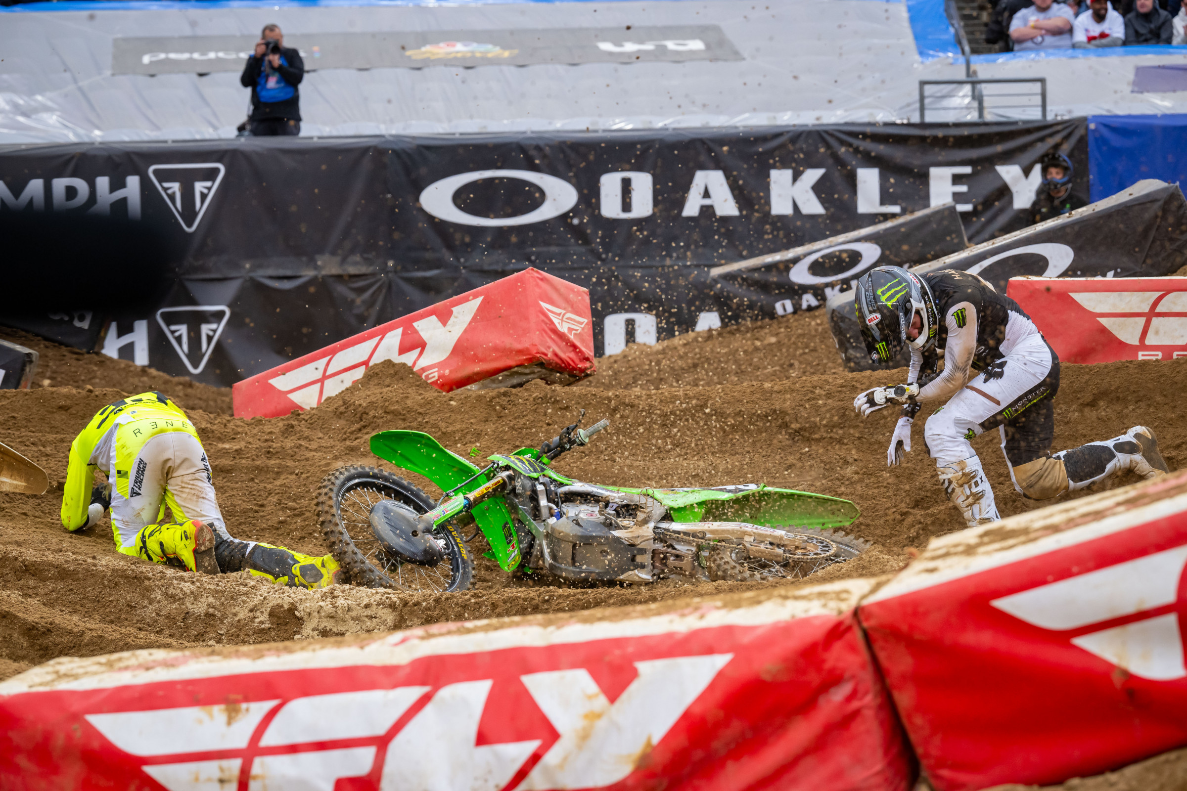 Jalek Swoll got into Seth Hammaker in the sand section, causing them both to go down.