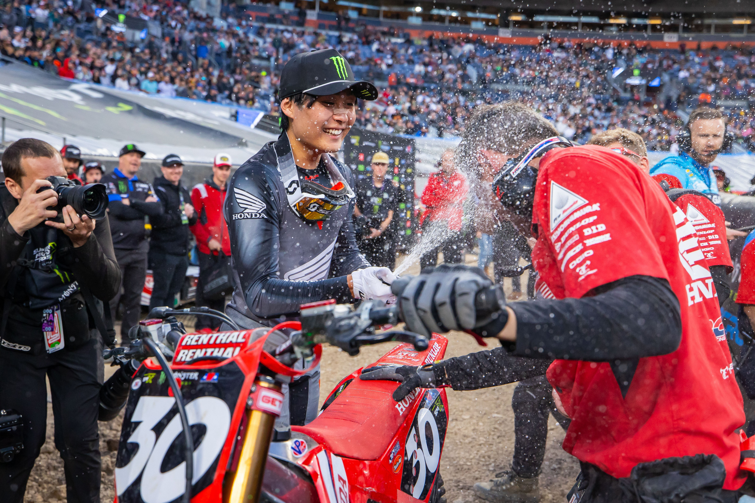 Jo Shimoda earned his first win as a Honda rider in Denver.