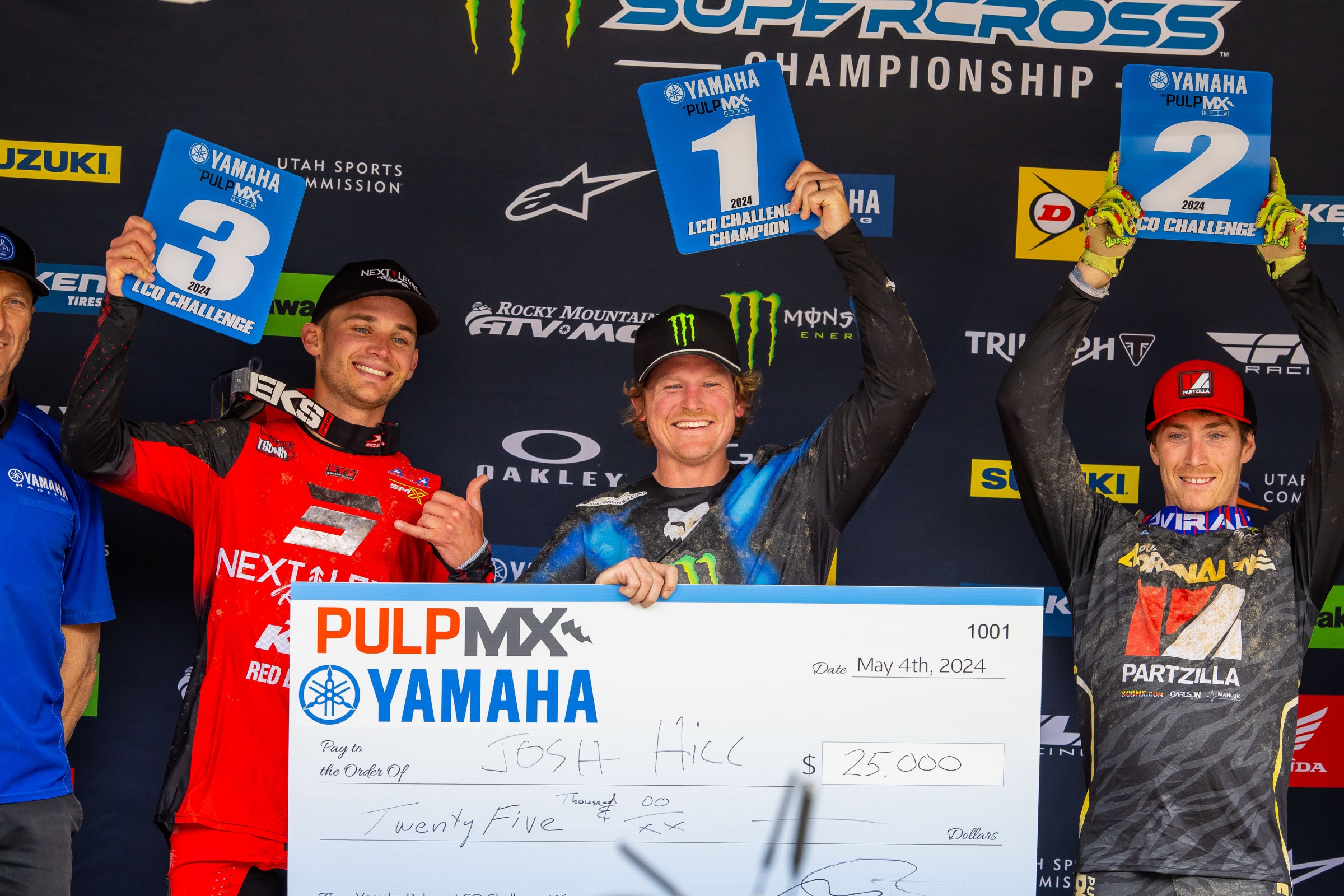 Josh Hill won the Yamaha LCQ race, followed by Mitchell Harrison and Tristan Lane. 