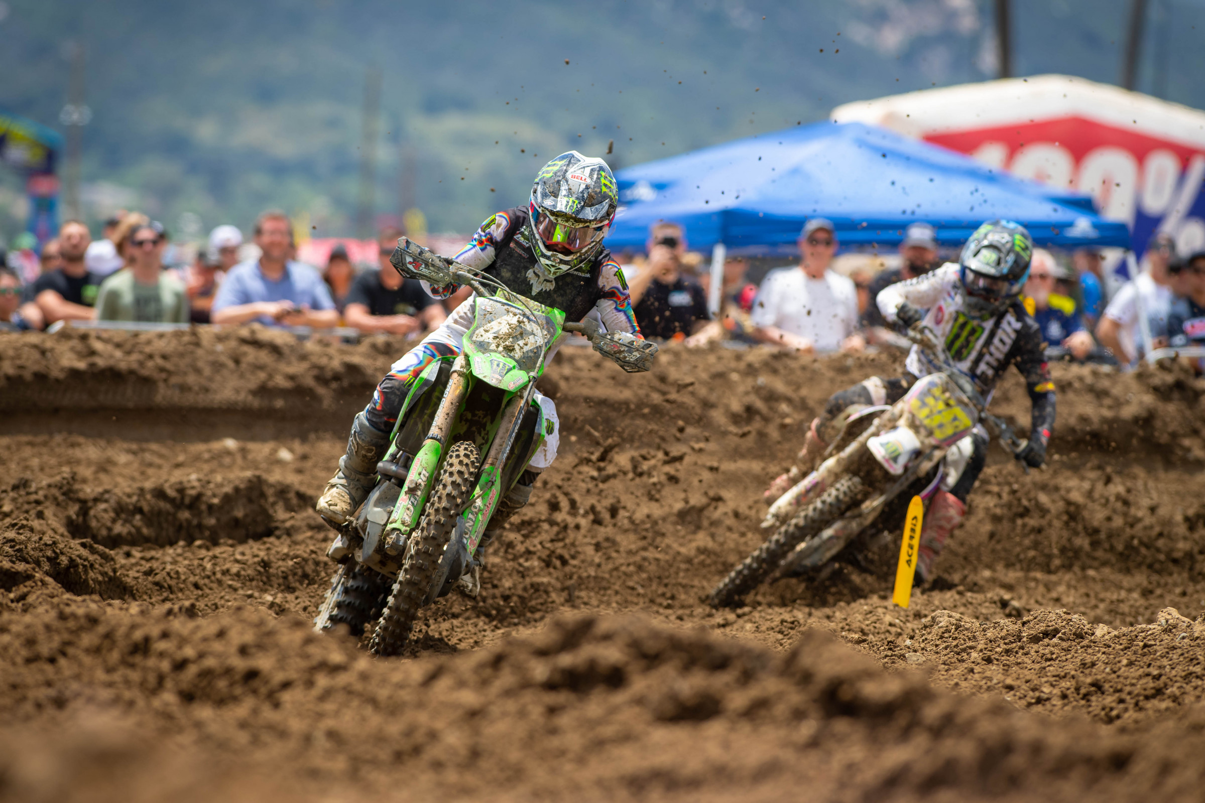 Levi Kitchen leading Haiden Deegan in moto 1. 