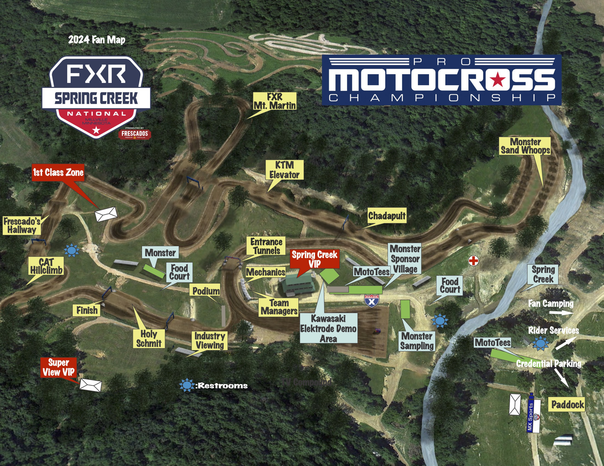 The 2024 Spring Creek National fan map.