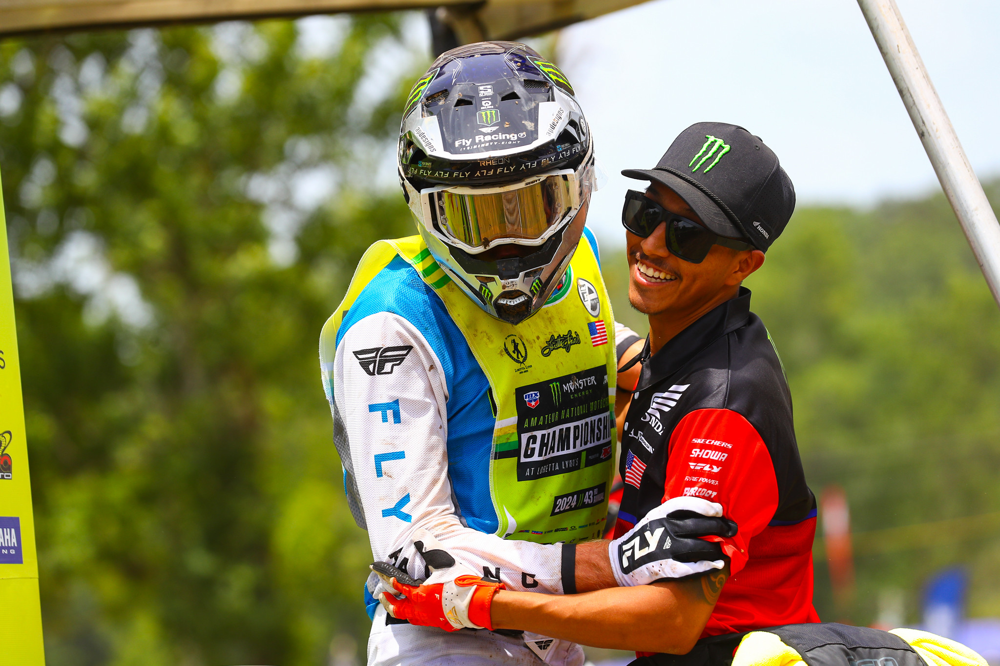 Jaxon Pascal celebrates with his mechanic Carlos Estrada.