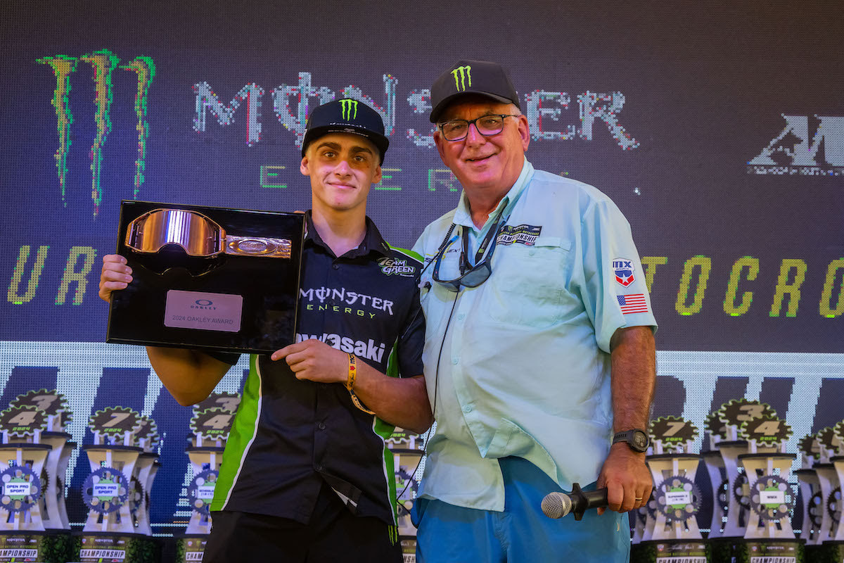 Caden Dudney's lap of 1:48.640 was the fastest of all classes at Loretta Lynn's and made him the first recipient of the new Oakley Award.