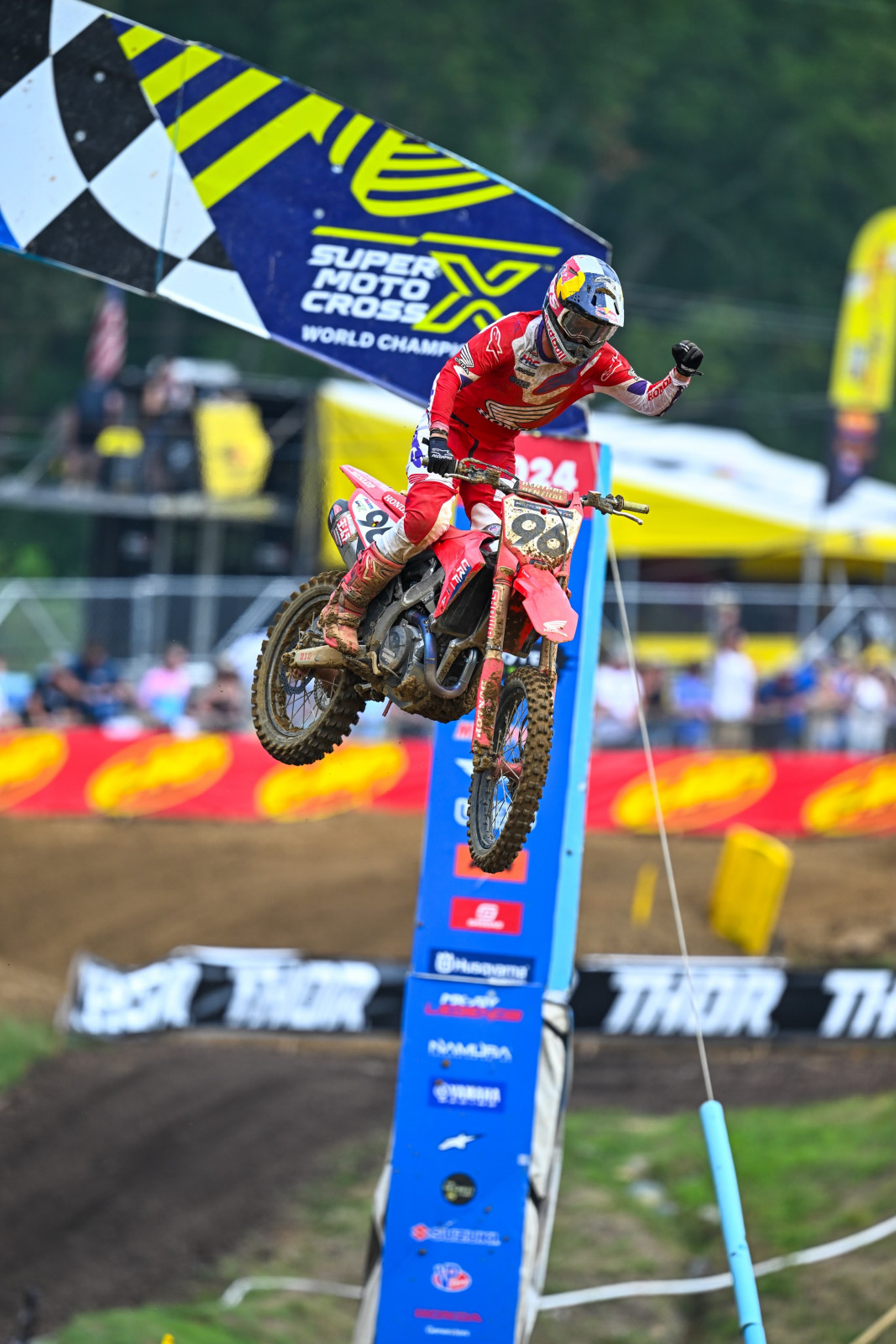 Hunter Lawrence took his third moto win of the season in the first 450 Class moto.